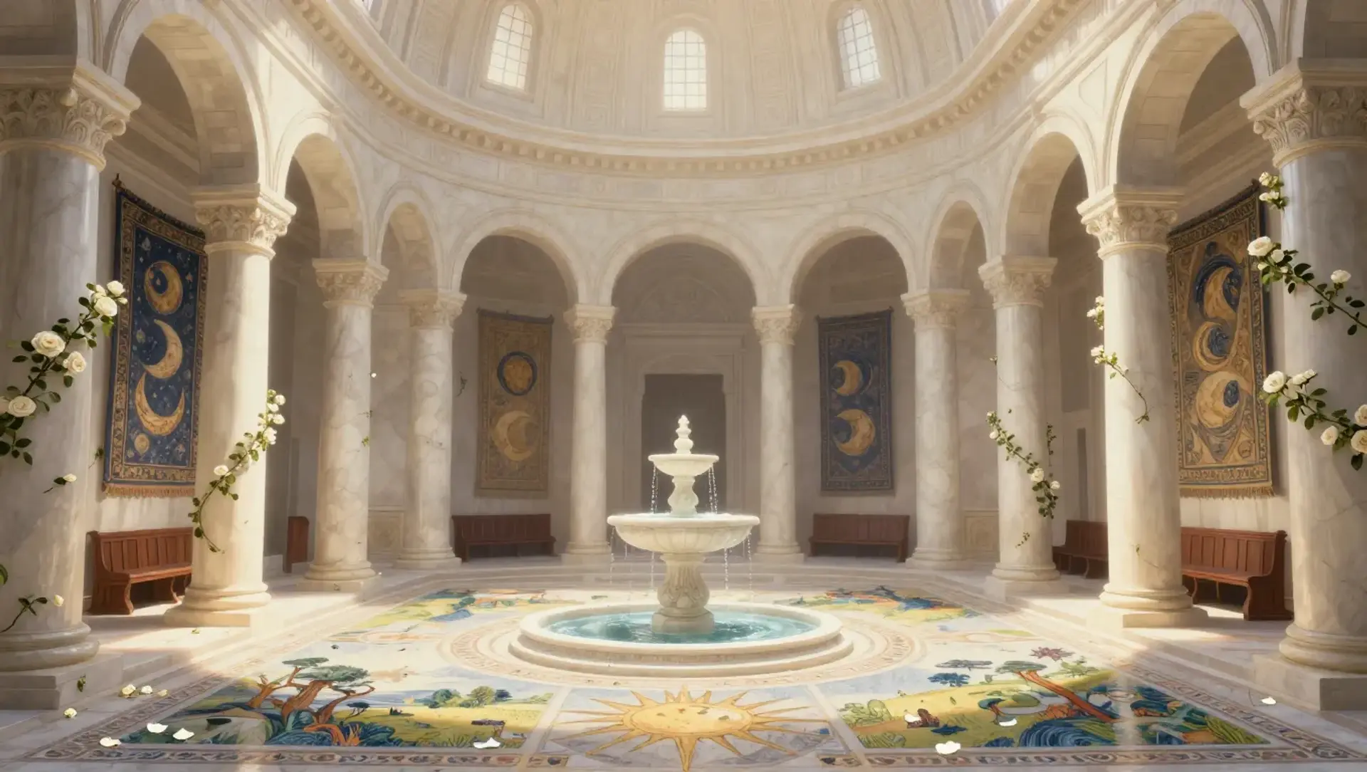 The White Rose Shrine - AI-generated fantasy Building