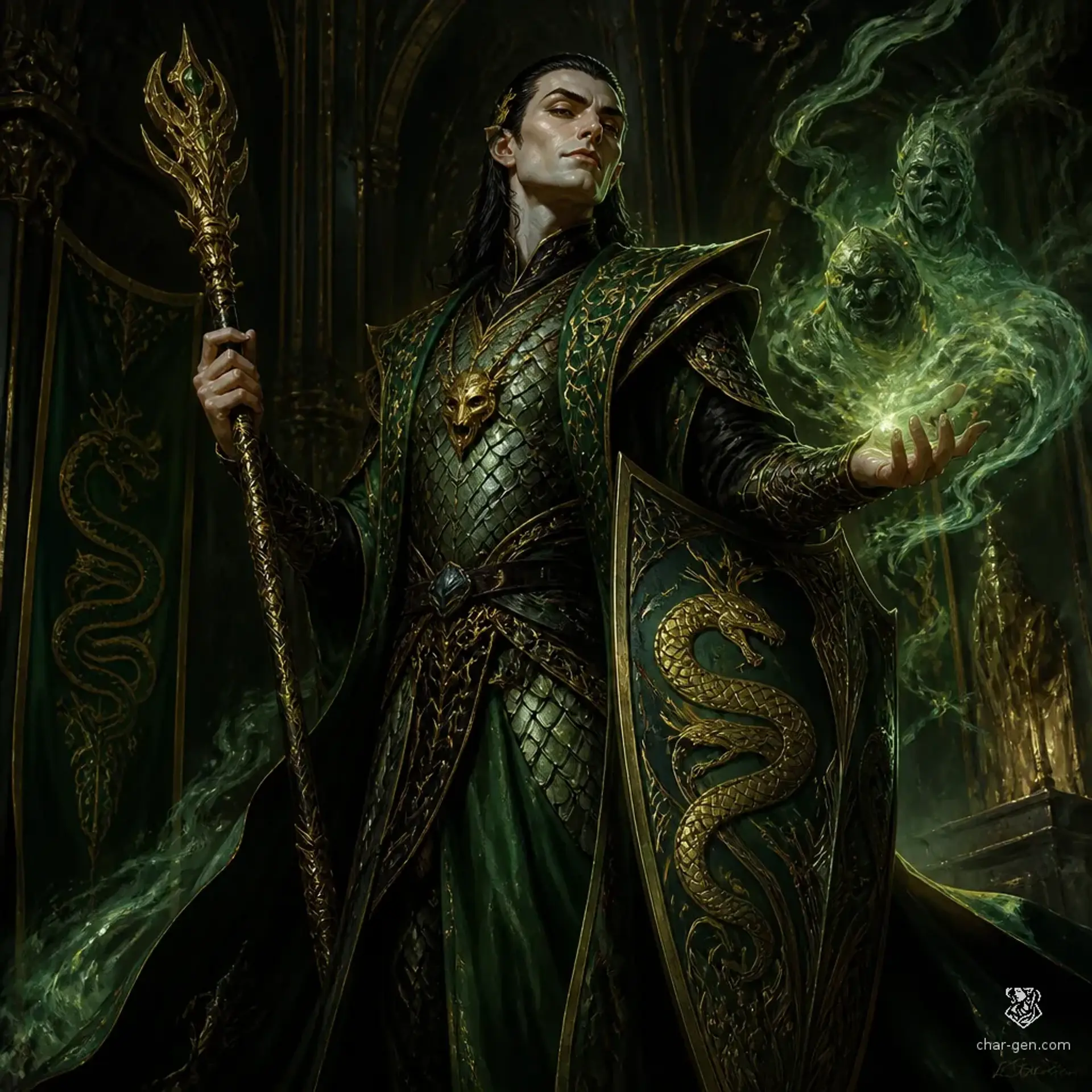 Lokison of the Silver Tongue - AI-generated fantasy Character