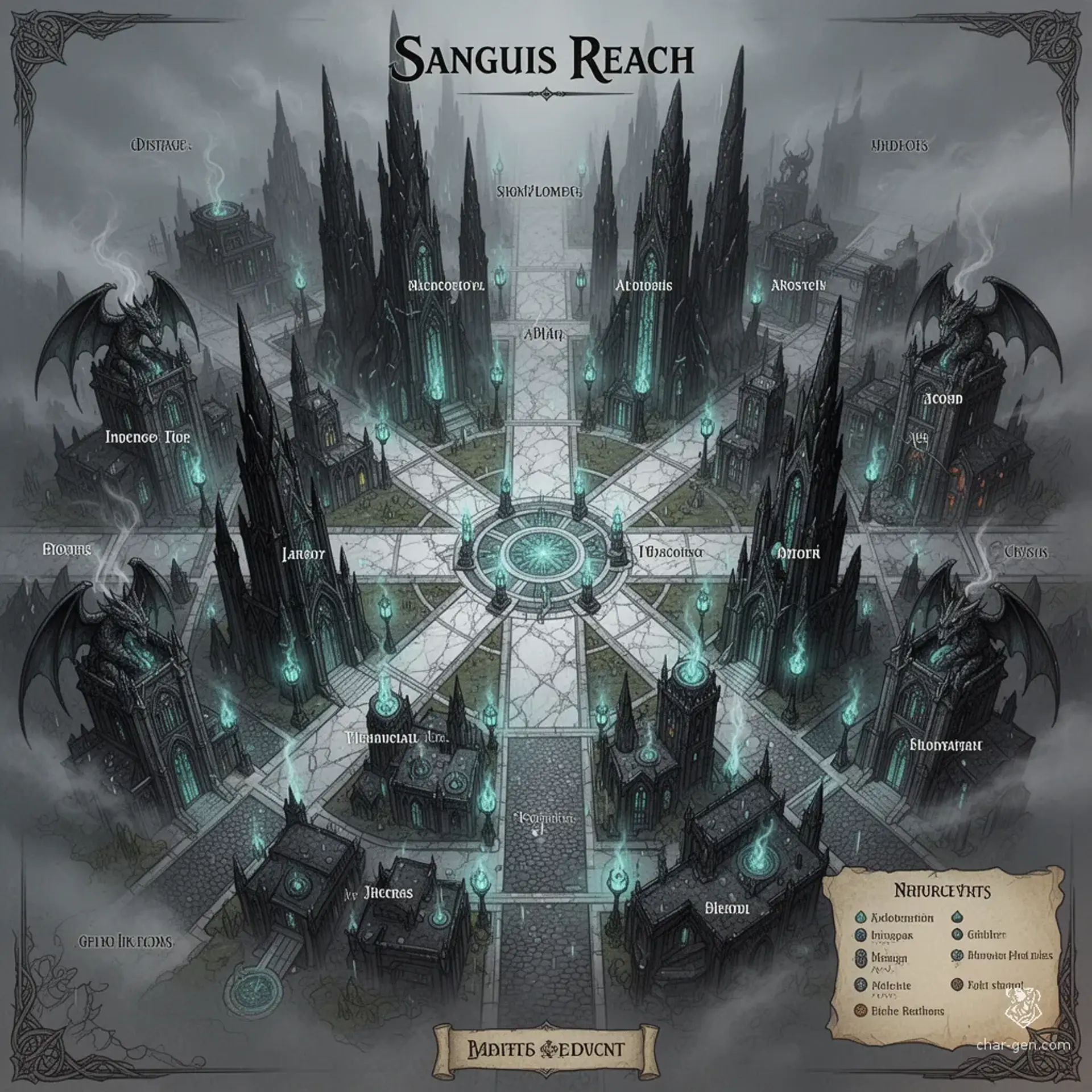 Sanguis Reach - AI-generated fantasy Settlement