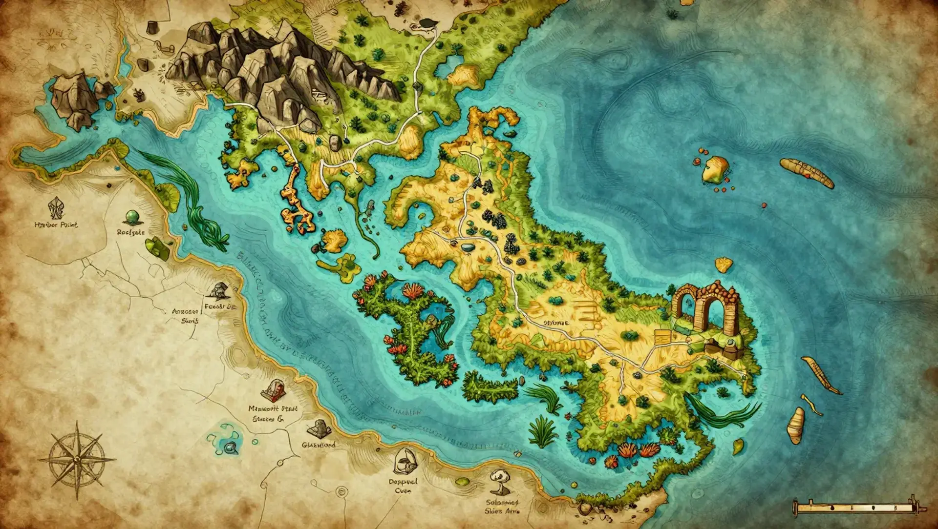 The Pearlbound Littoral - AI-generated fantasy Region