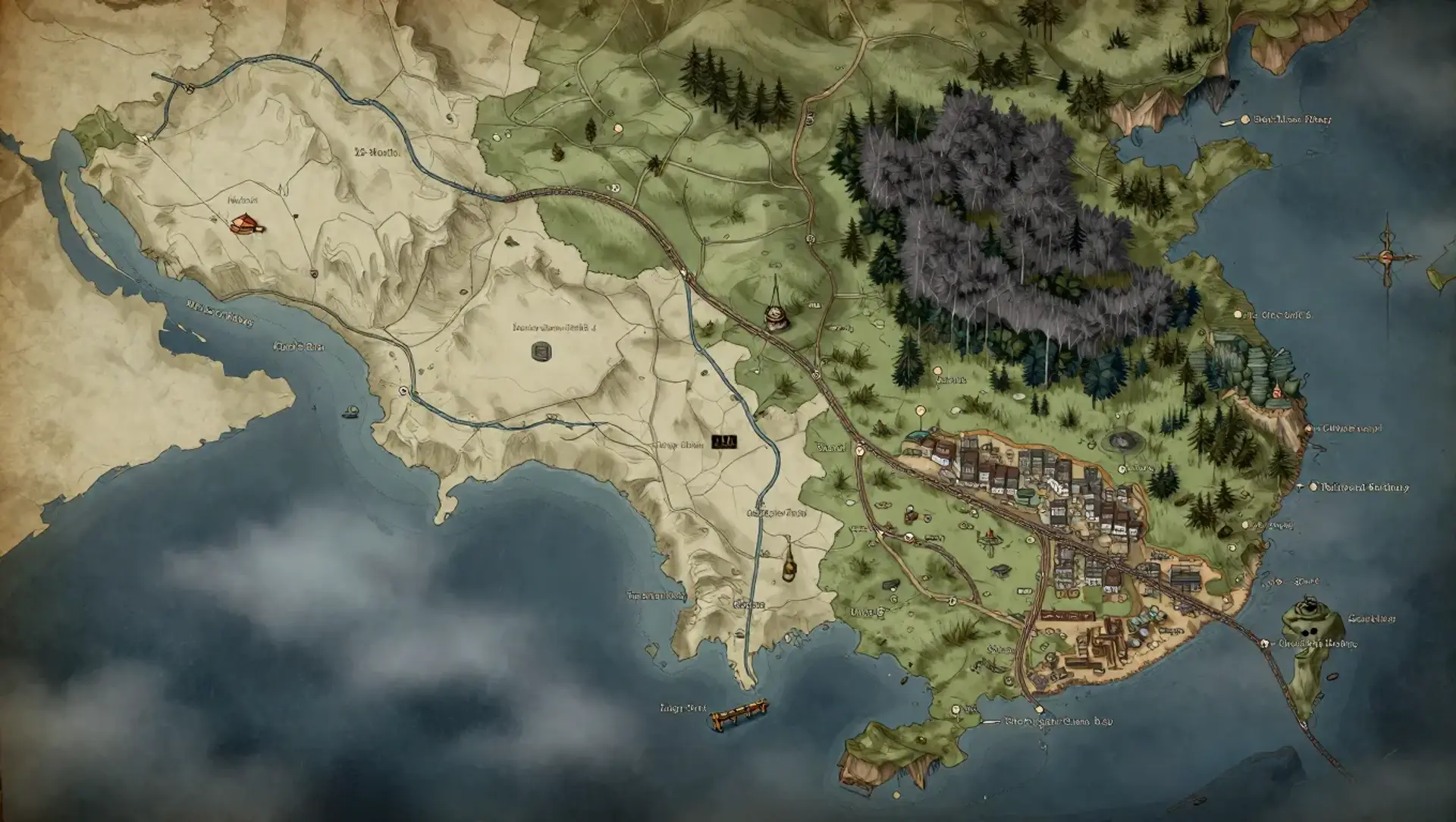 The Long-leaf Pine Barrens - AI-generated fantasy Region