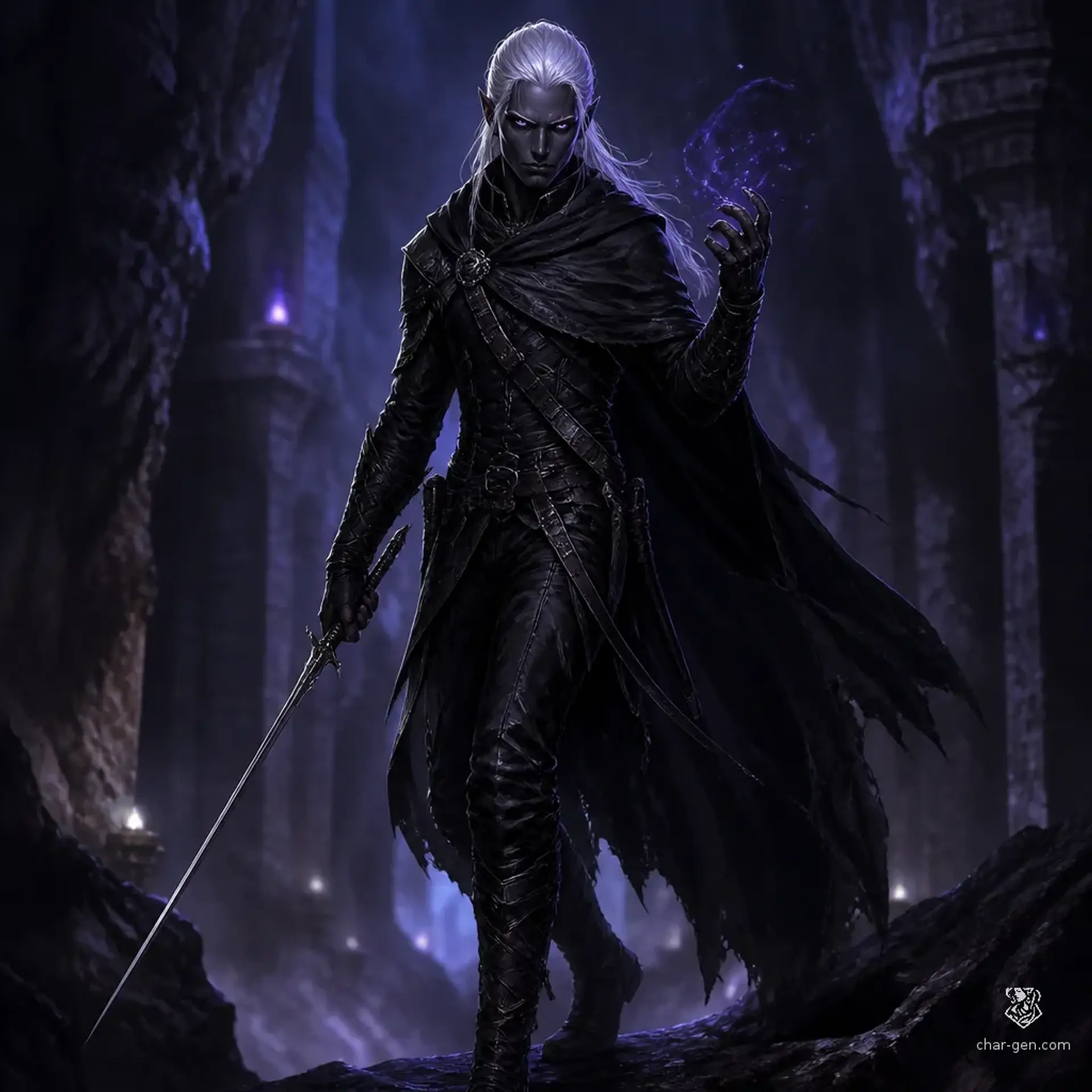Drow Assassin - AI-generated fantasy Character