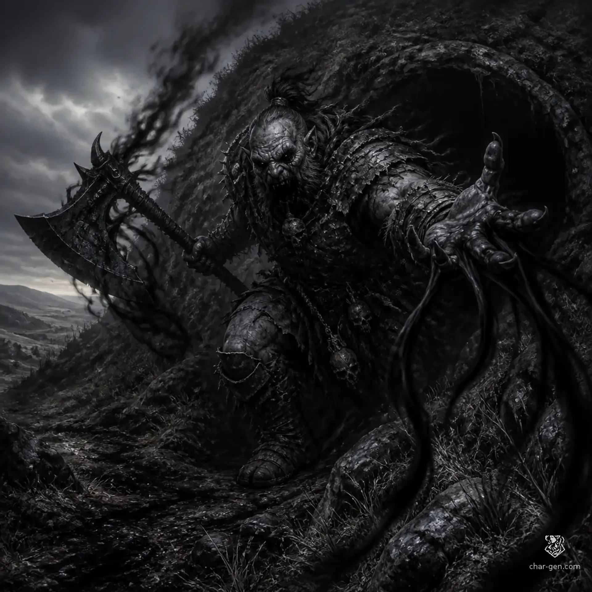 Grasping Shadow Orc - AI-generated fantasy Monster