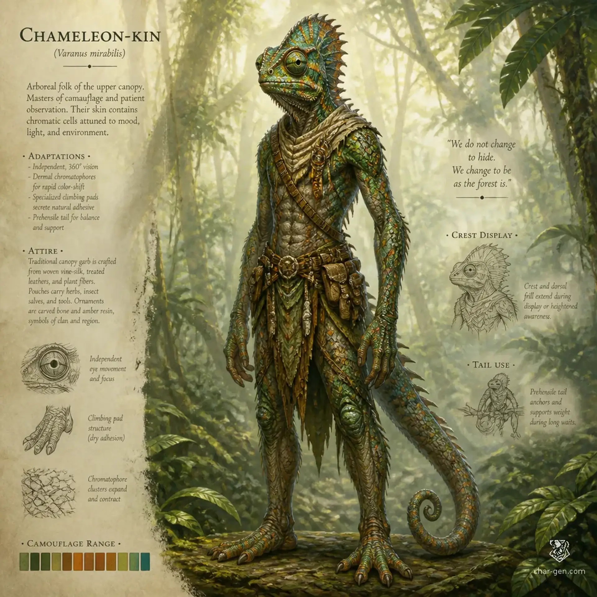 Chameleon-kin - AI-generated fantasy Species