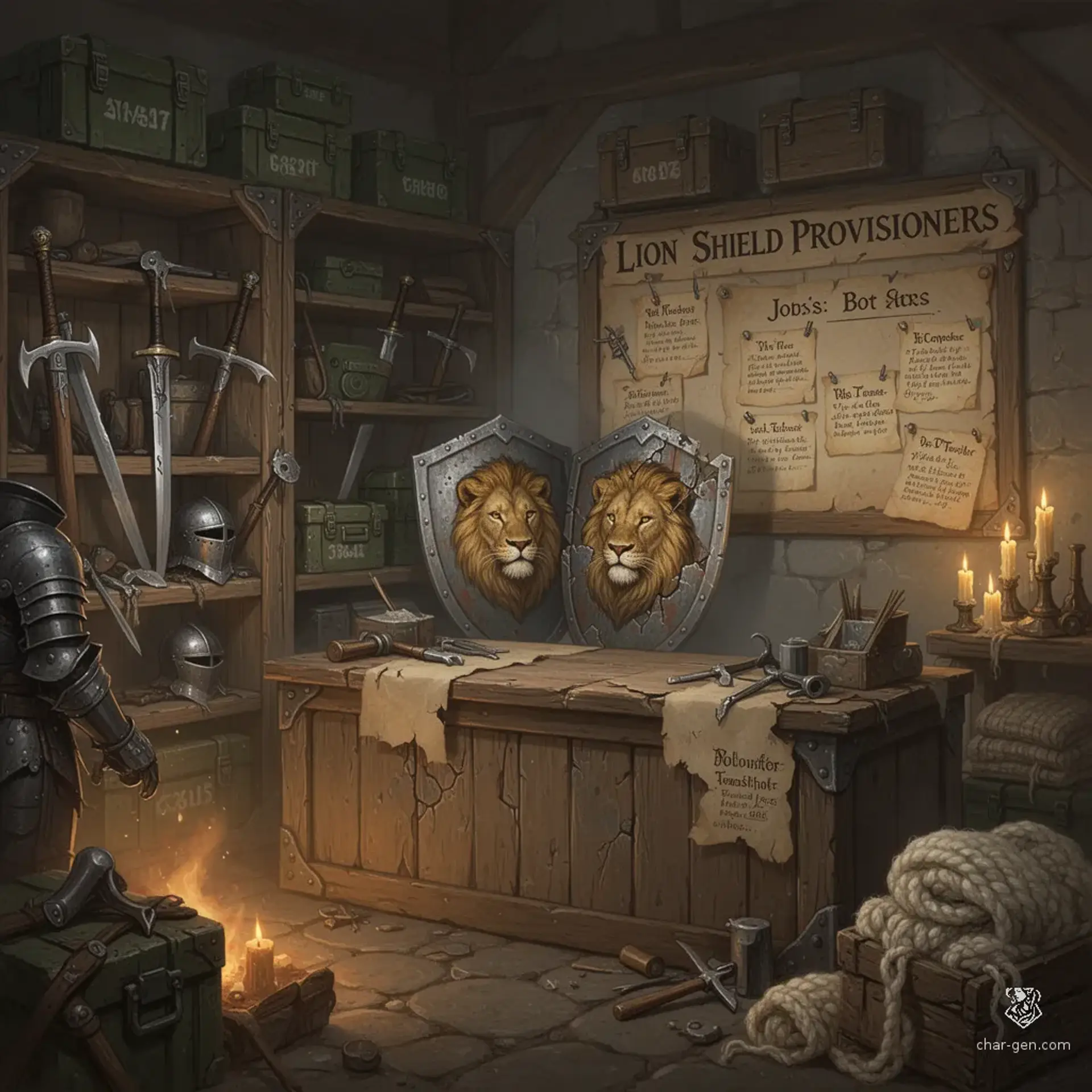 Lion Shield Provisioners - AI-generated fantasy Shop