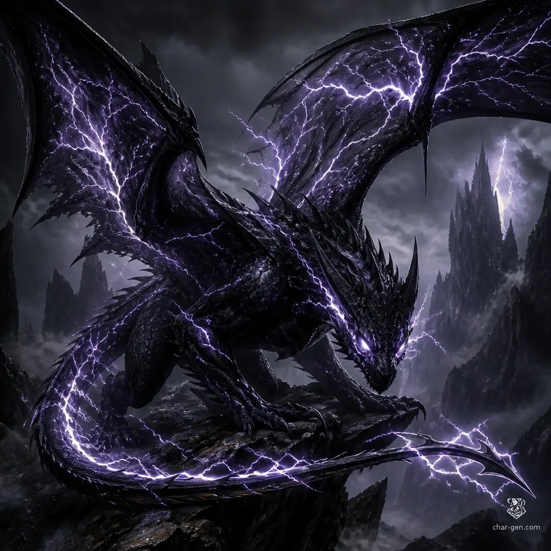 Shadowstrike Thunderdrake - AI-generated fantasy Monster