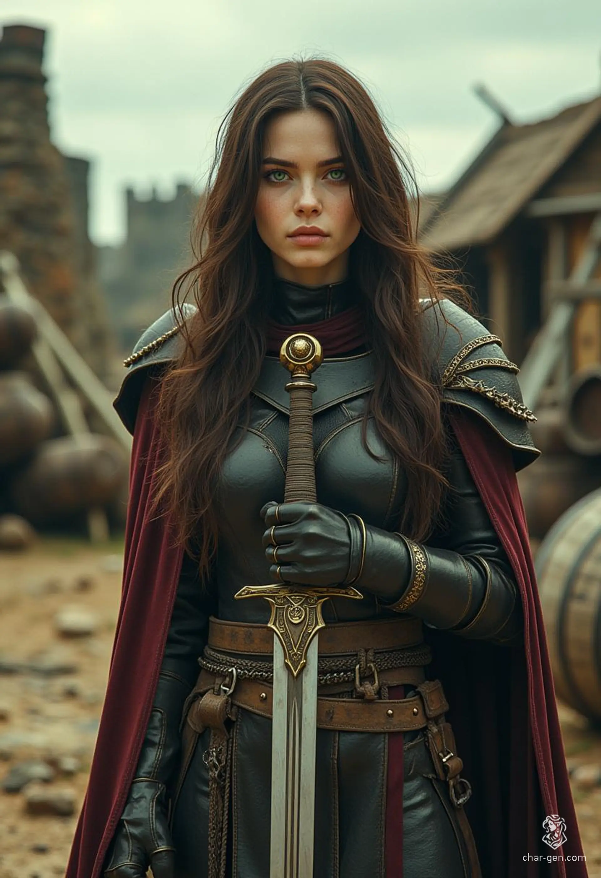 Miatte Derethian, a haunted yet resilient human fighter, showcases her prowess as a sword-fighting champion with a longsword in hand and a captivating winged cloak. Driven to vanquish monsters and protect the innocent, she navigates a world filled with spirits and challenges, embodying both charm and strength.