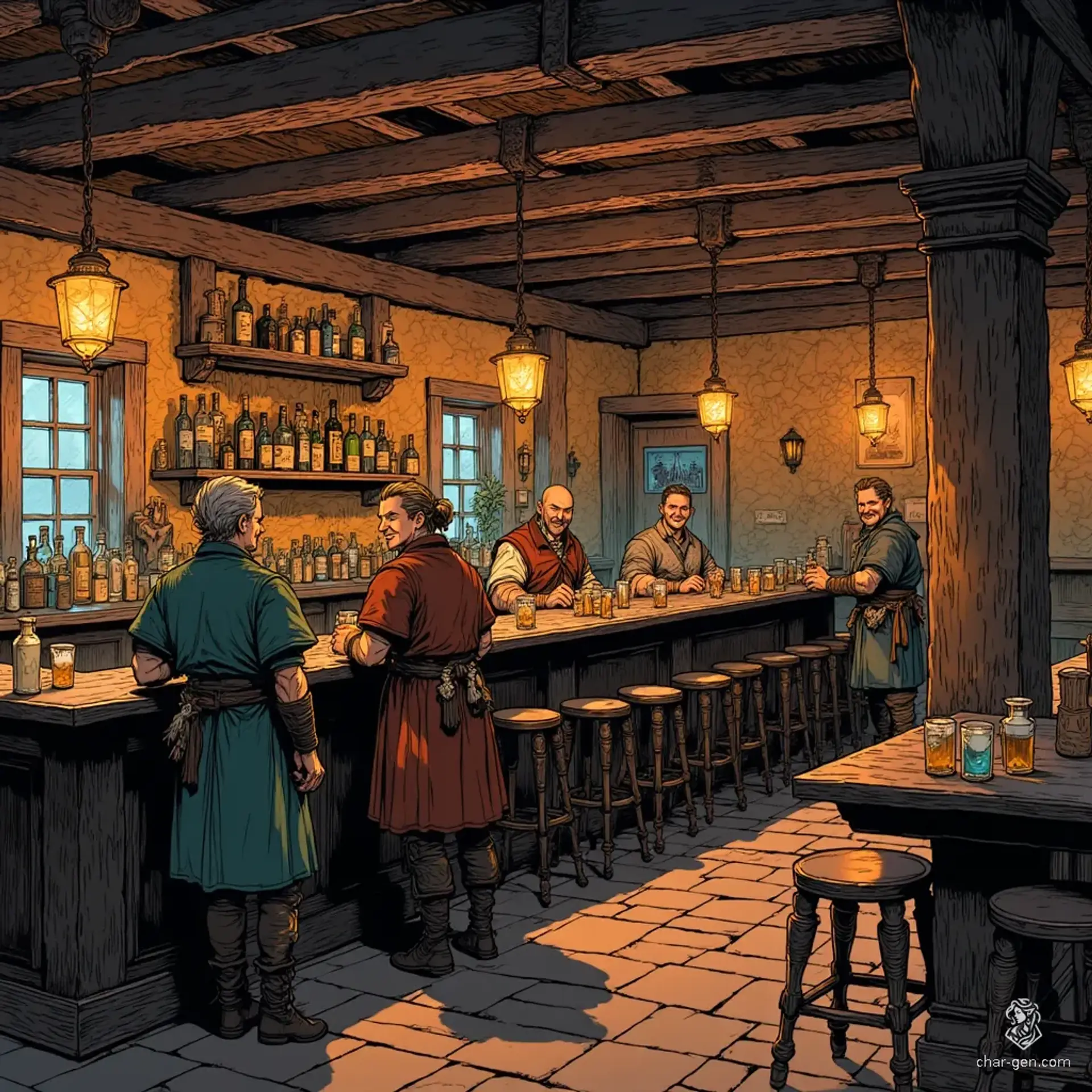The Laughing Lantern - AI-generated fantasy Tavern