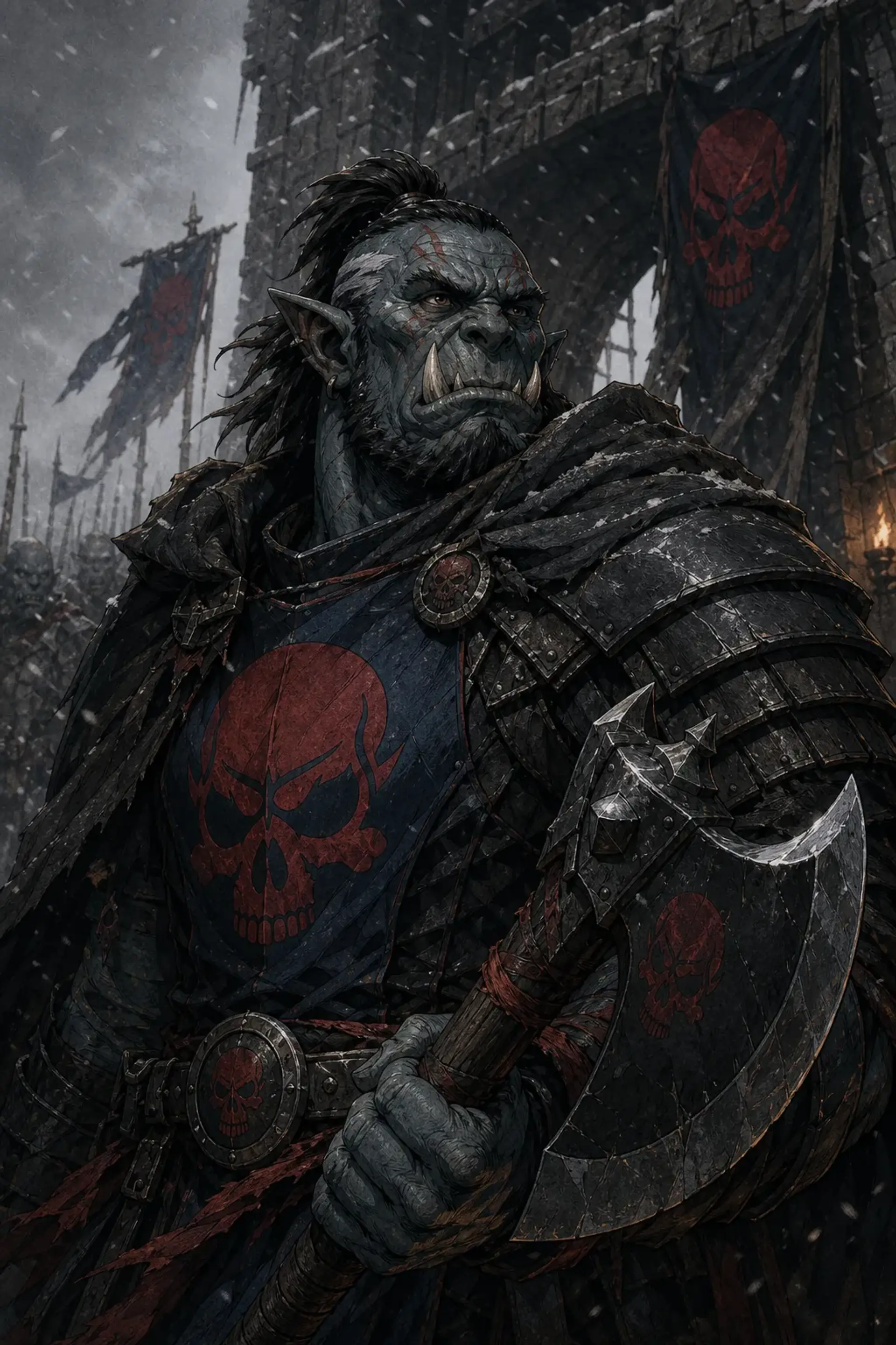 Dren Black-Banner - AI-generated fantasy NPC