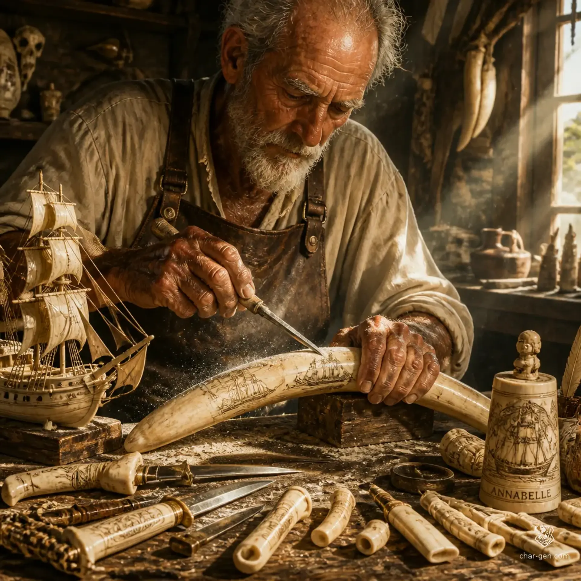 Mork's Fine Carvings - AI-generated fantasy Shop