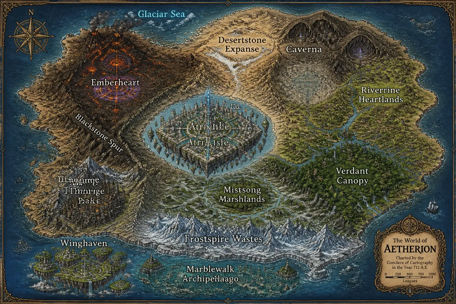Atrix Isles - AI-generated fantasy World