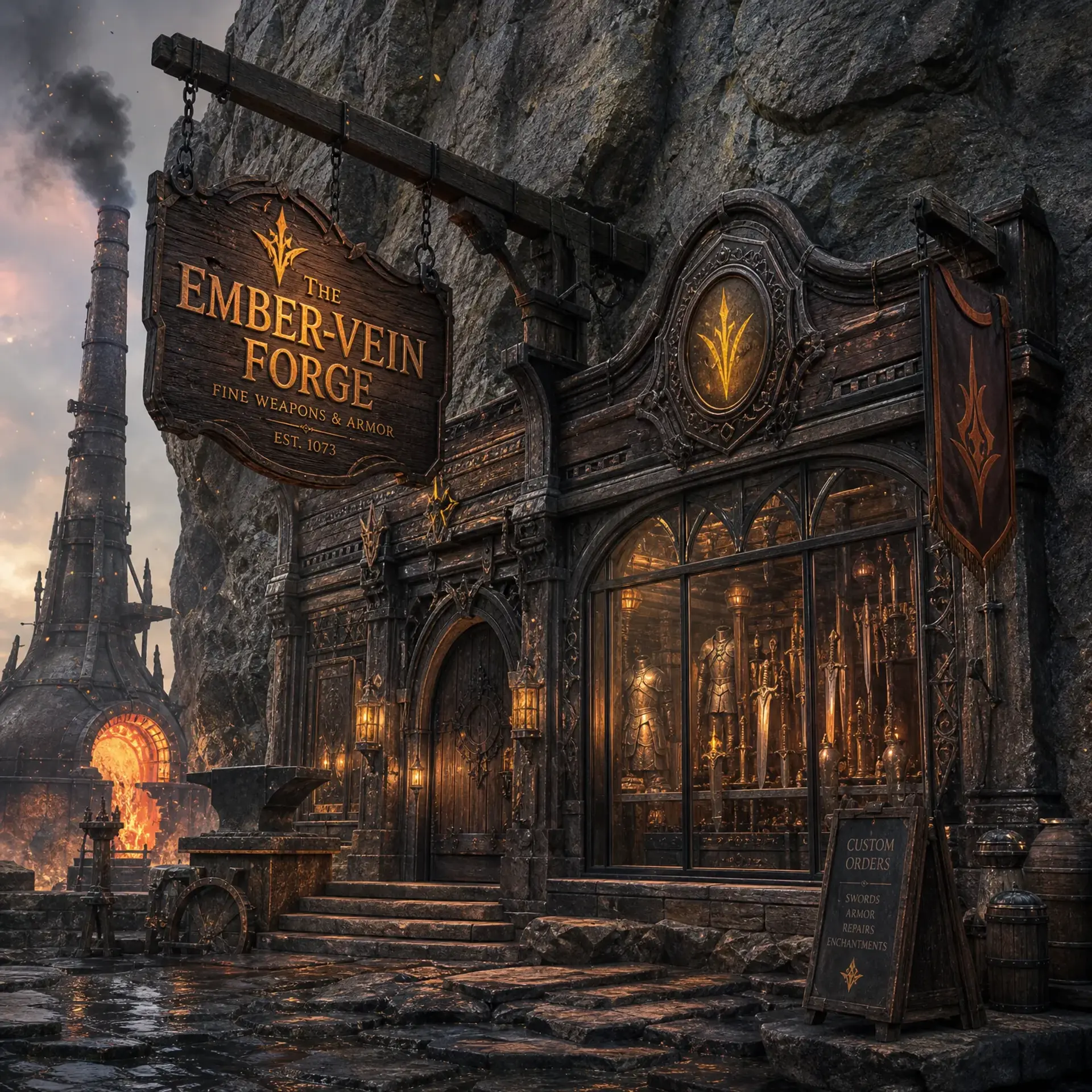 The Ember-Vein Forge | Fantasy Shop Generated by CharGen