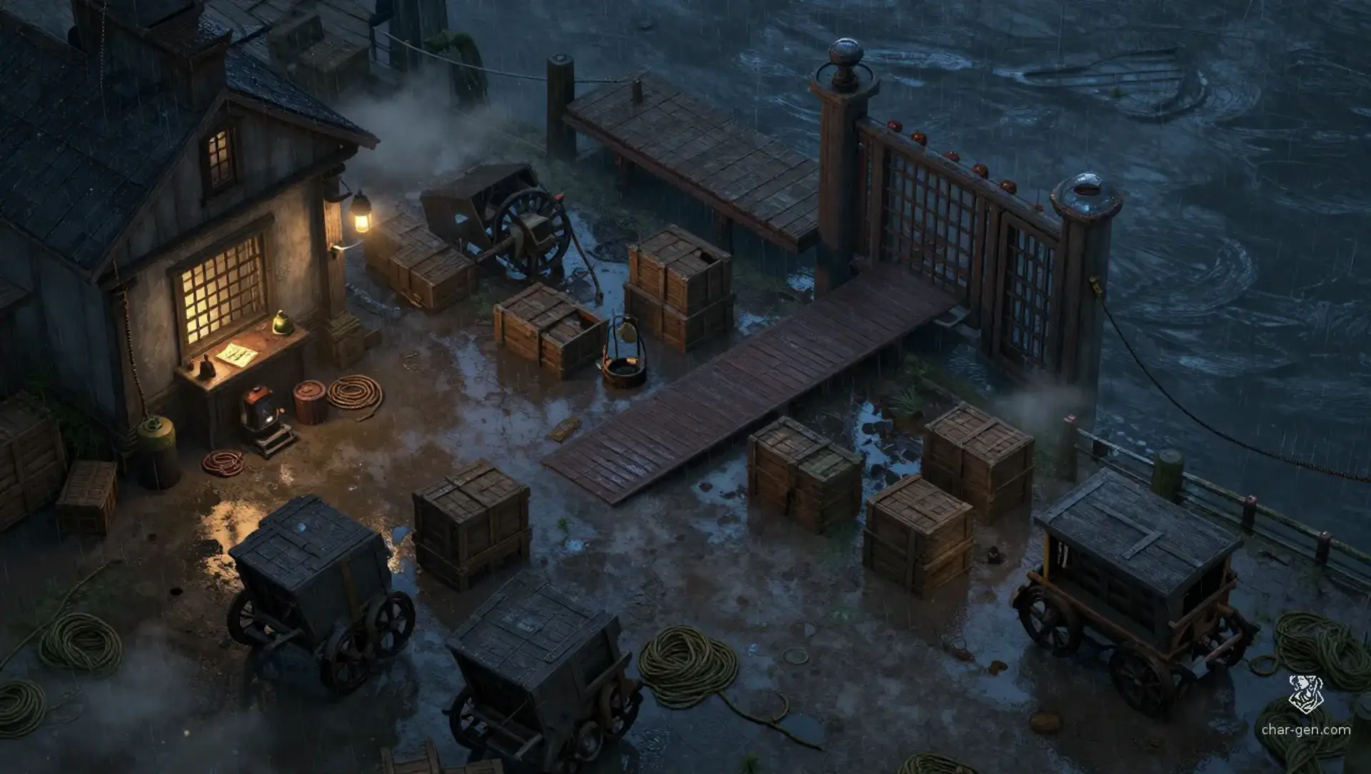 Rocc and Elara Meet Over the Stolen Ledger - AI-generated fantasy Encounter