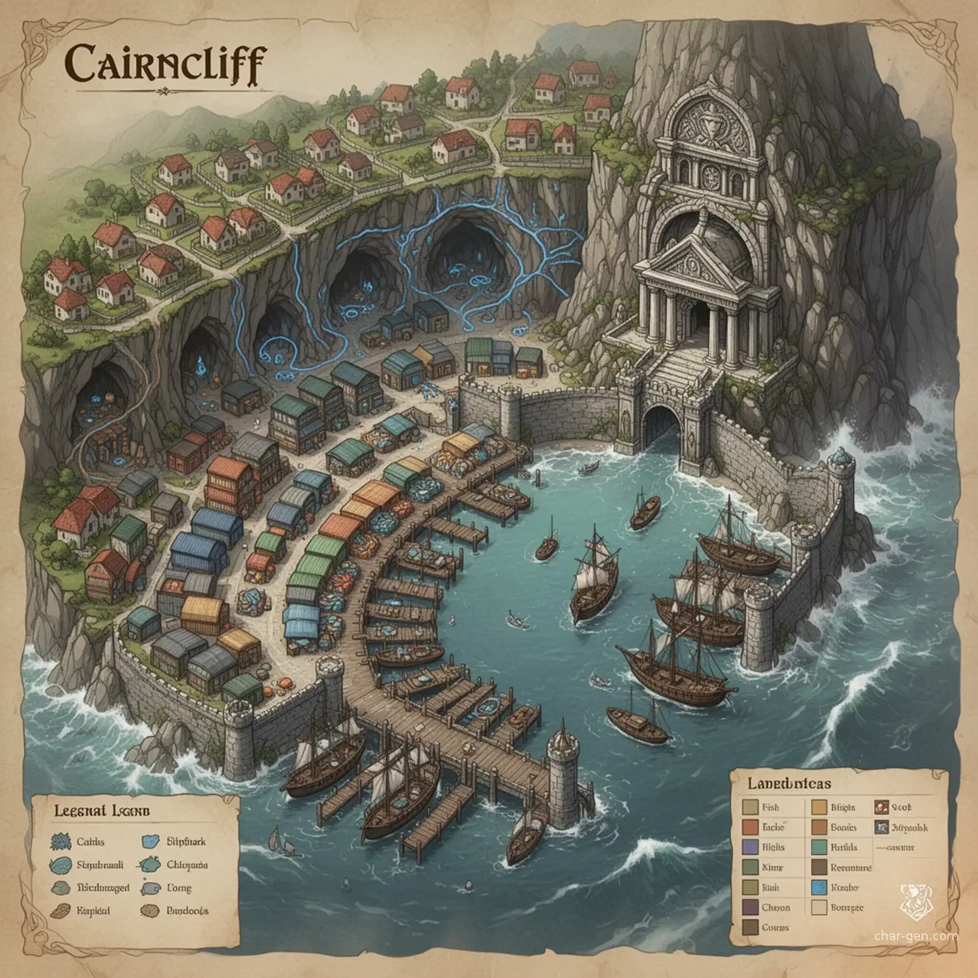 Cairncliff - AI-generated fantasy Settlement
