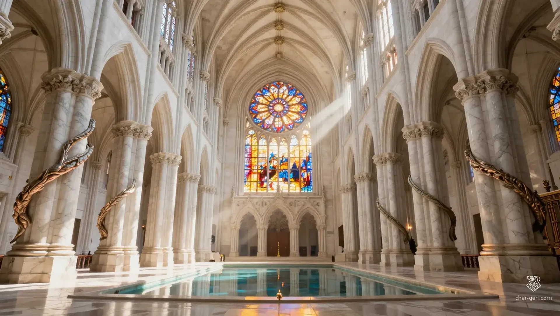 The White Rose Cathedral - AI-generated fantasy Building