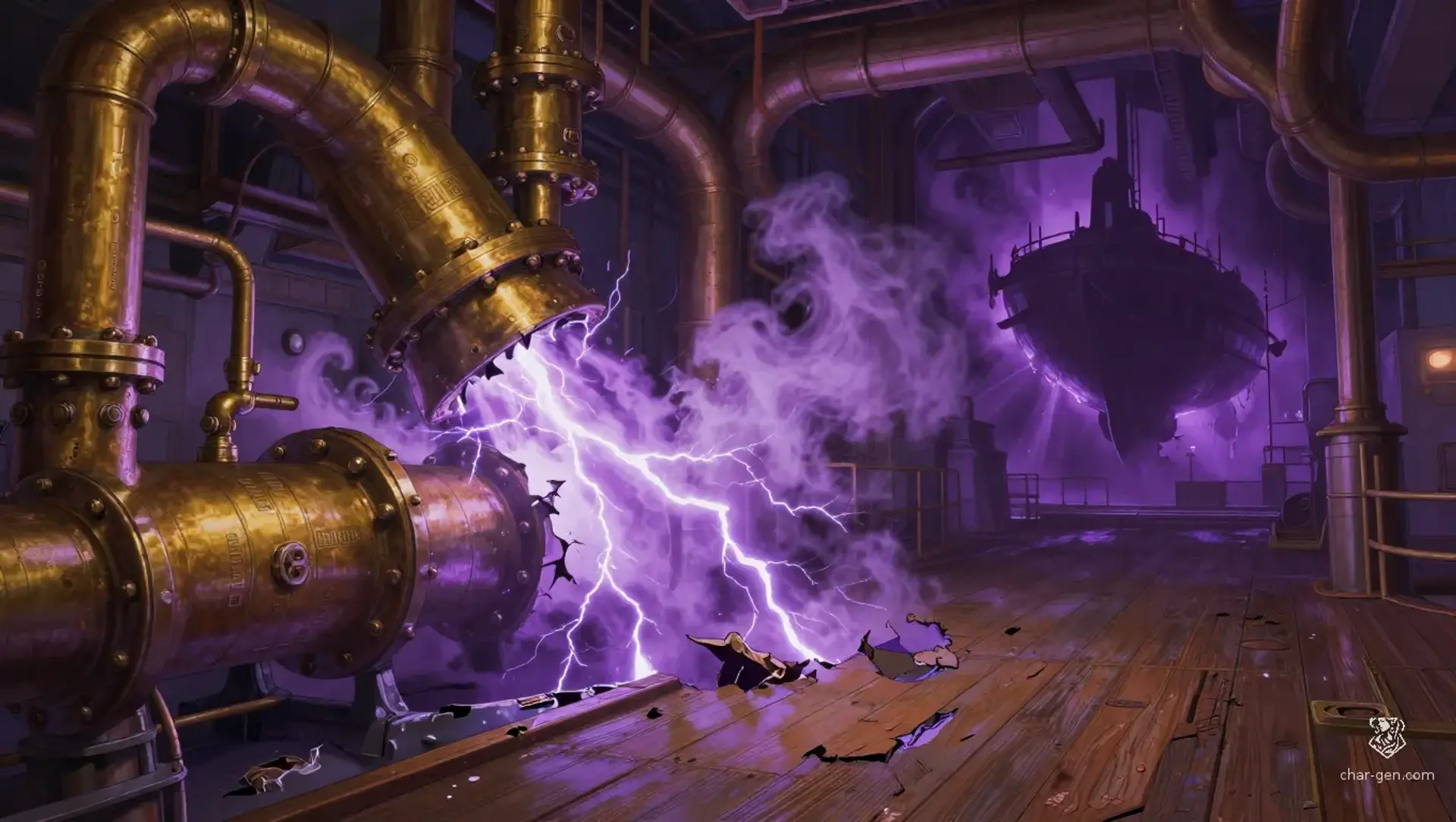 Skyport Aether-Vapor Explosion - AI-generated fantasy Hazard