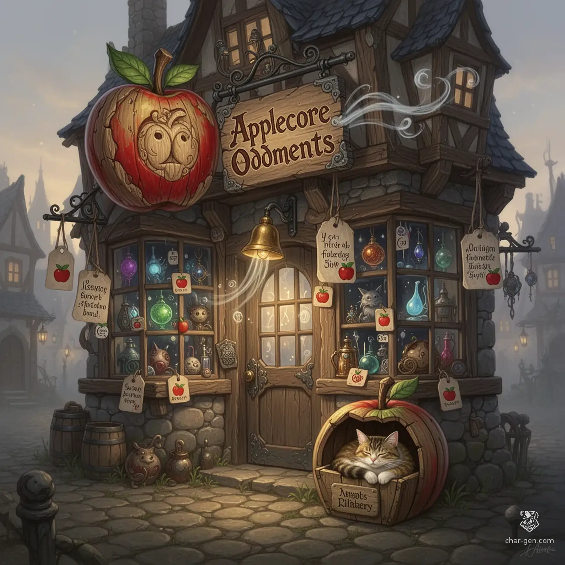 The Applecore Oddments - AI-generated fantasy Shop