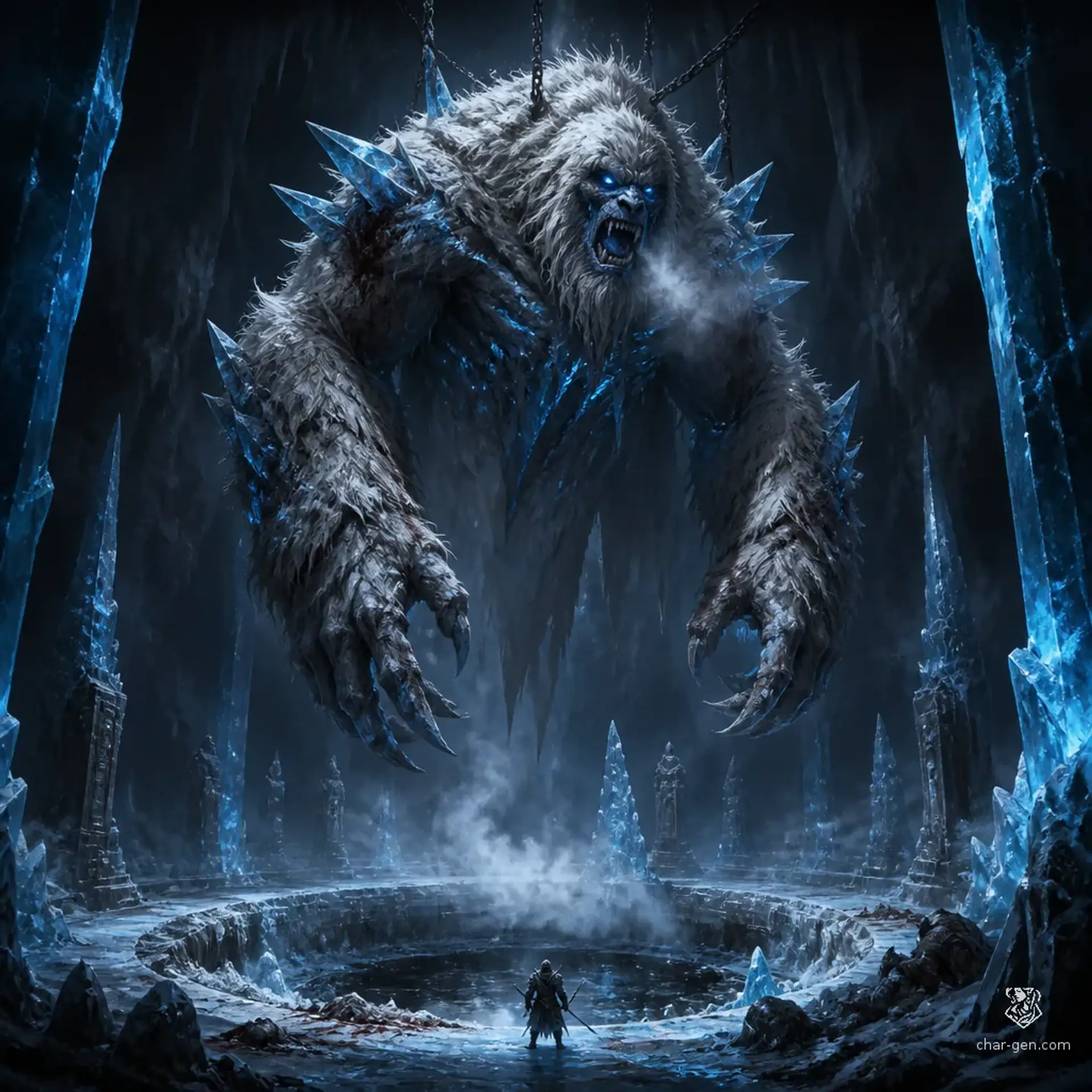 Skarveth, Frostfang Alpha - AI-generated fantasy Monster