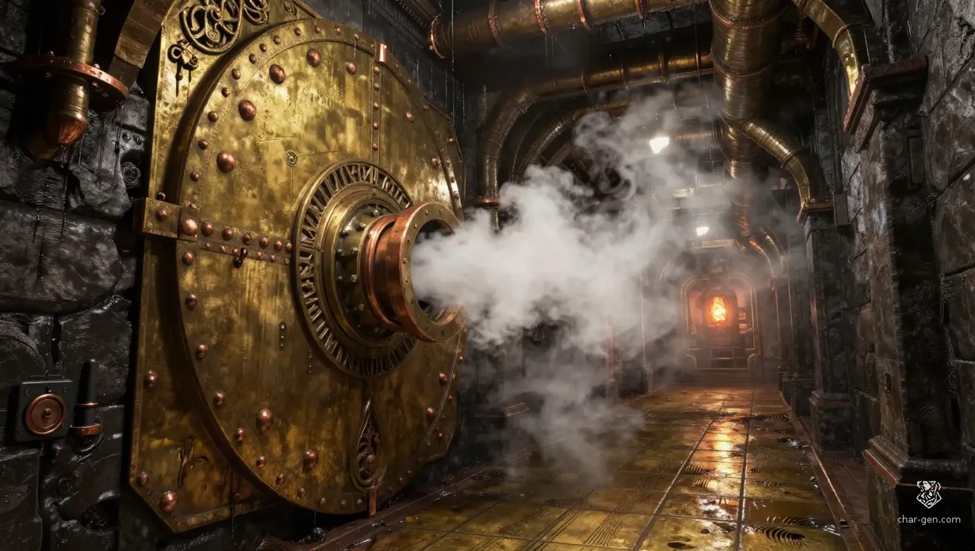 Brass-Coil Steam Press - AI-generated fantasy Hazard