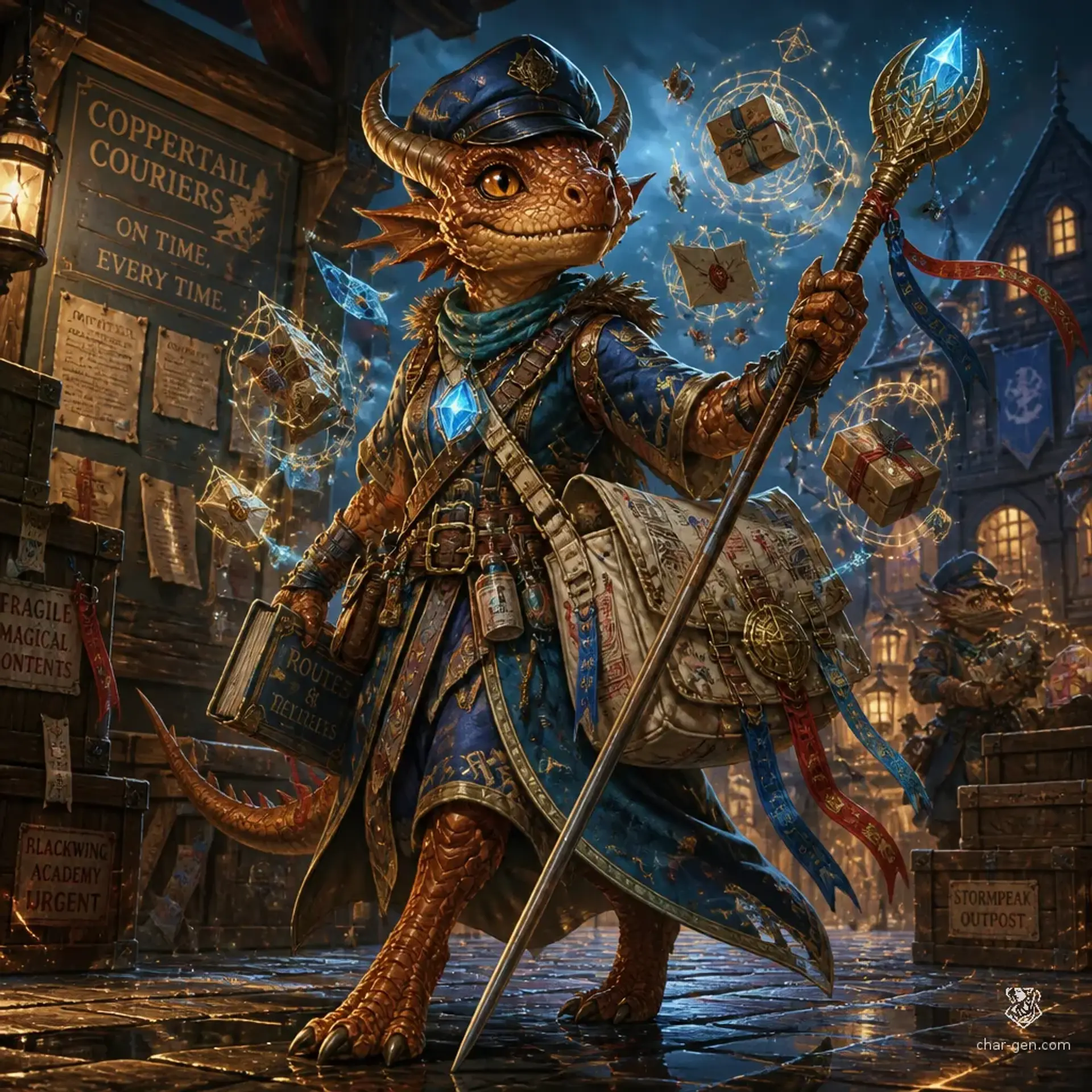 Ix the Letter Carrier - AI-generated fantasy Character
