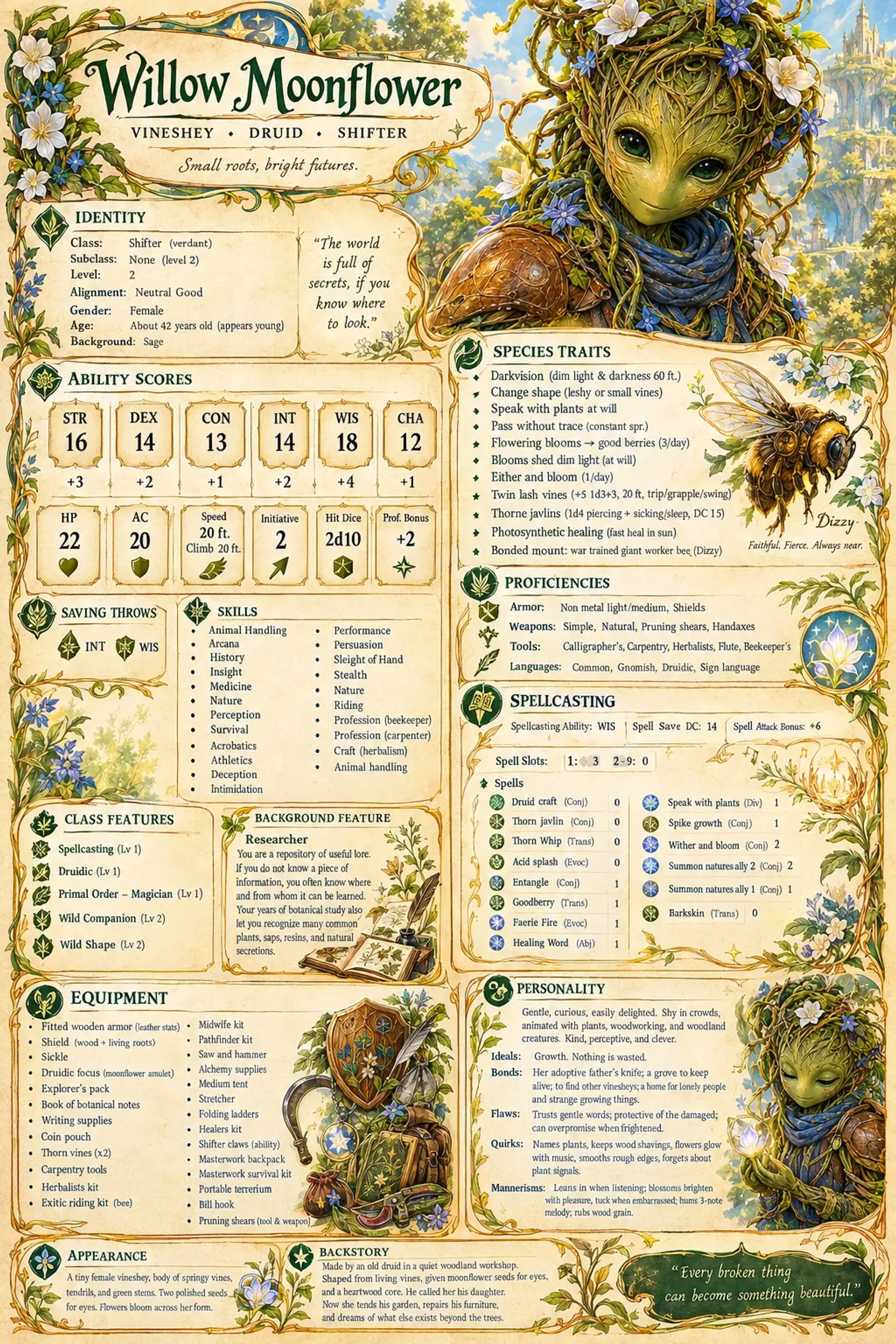 Willow Moonflower veya - AI-generated fantasy Character