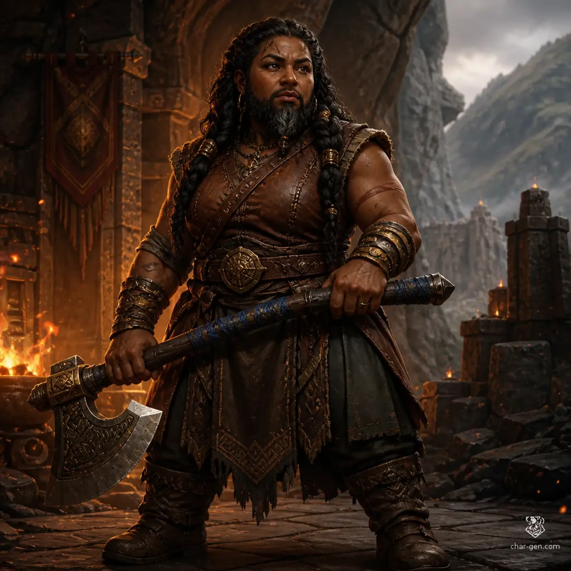Mwanza Bronzebowl - AI-generated fantasy Character
