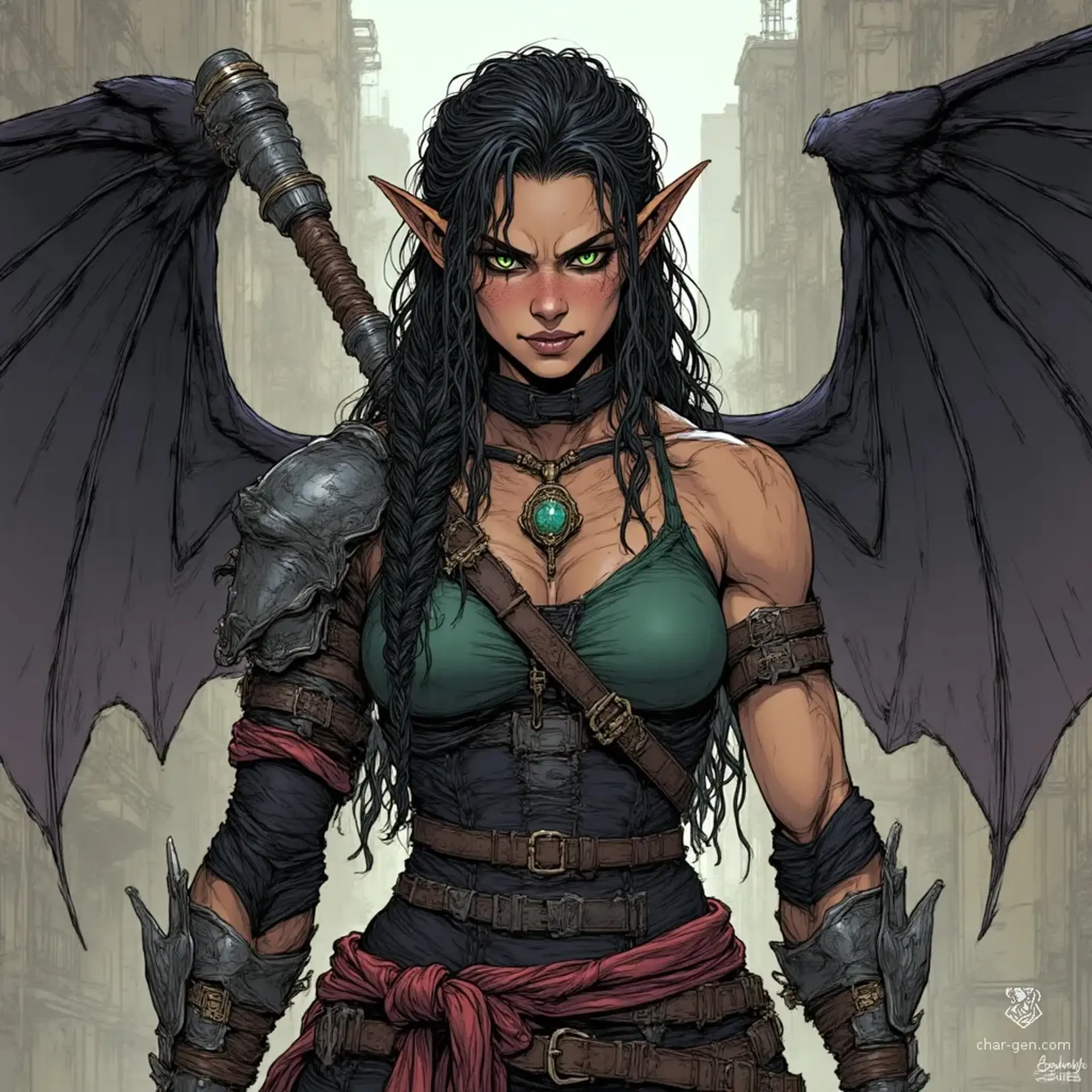 Veshra Kaal-wing - AI-generated fantasy NPC