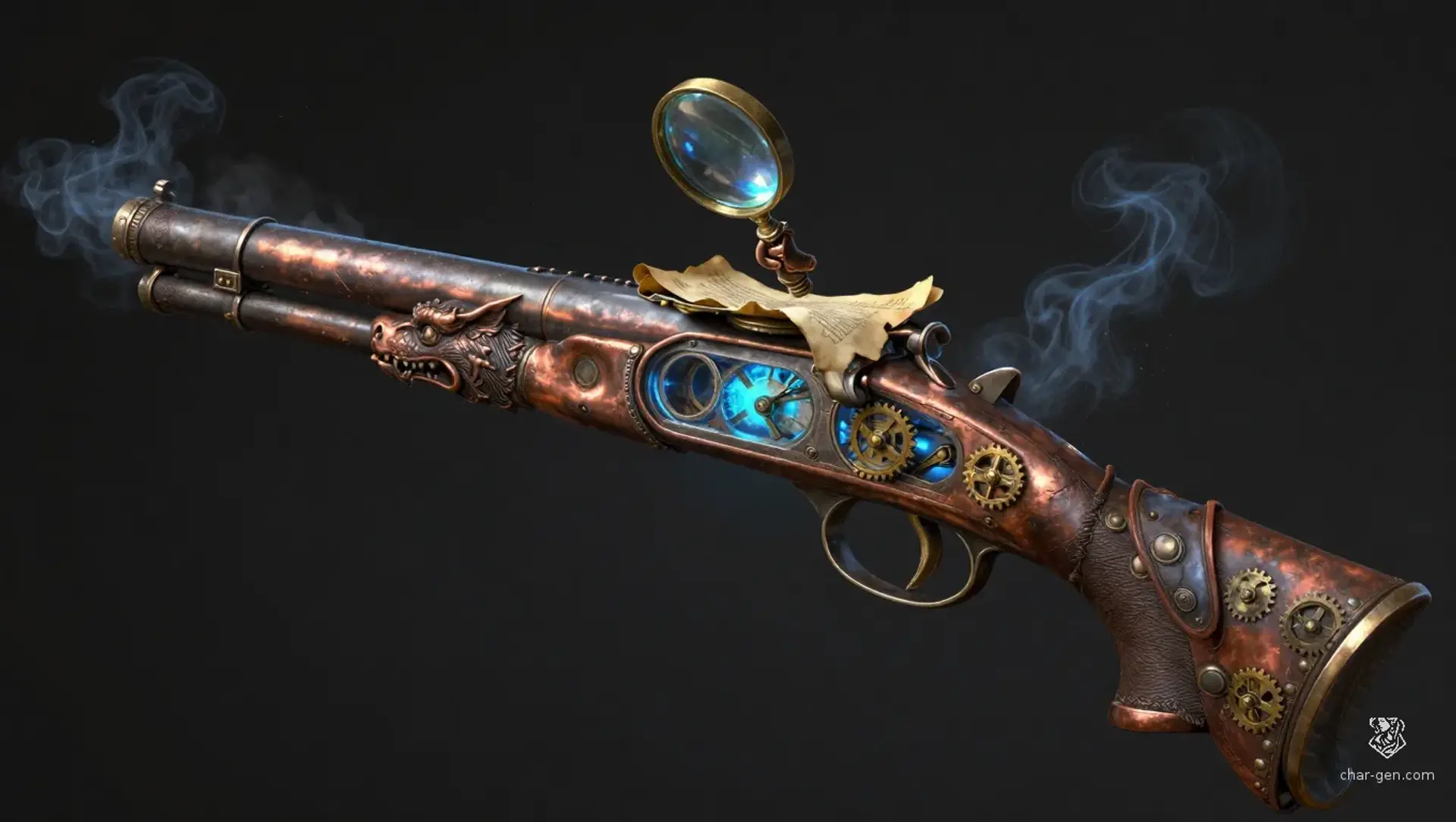 Snivvle's Scroll-Spitter - AI-generated fantasy Magic Item