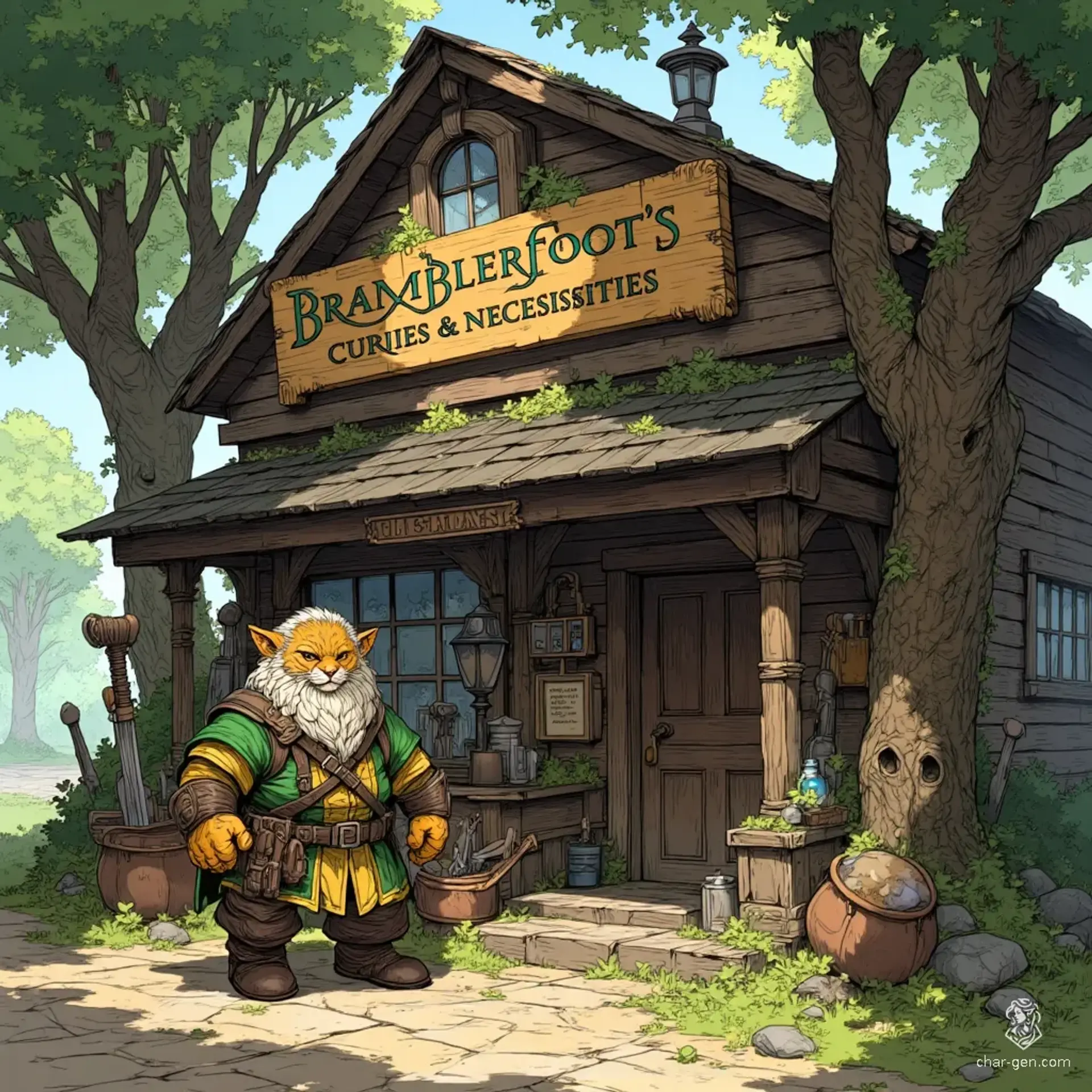 Bramblefoot's Curios and Necessities - AI-generated fantasy Shop
