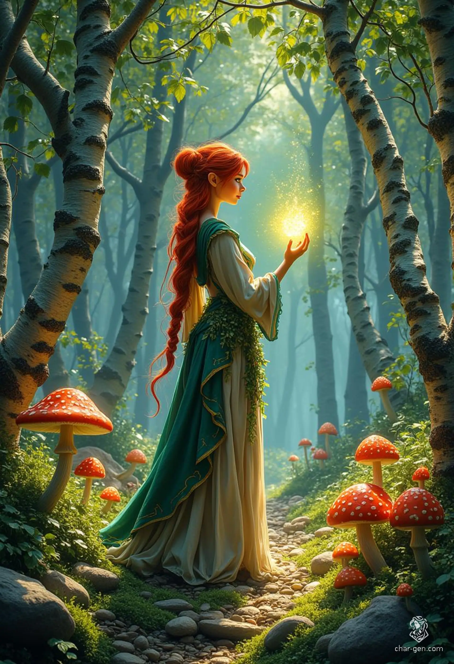 Keyleth, a petite Half-Elven druid of the Air tribe, wields extraordinary powers over nature despite her social awkwardness. With striking cherry-red hair and wise brown eyes, she embarks on a Noble Odyssey to protect Tal'Dorei and discover her true worth as a leader.