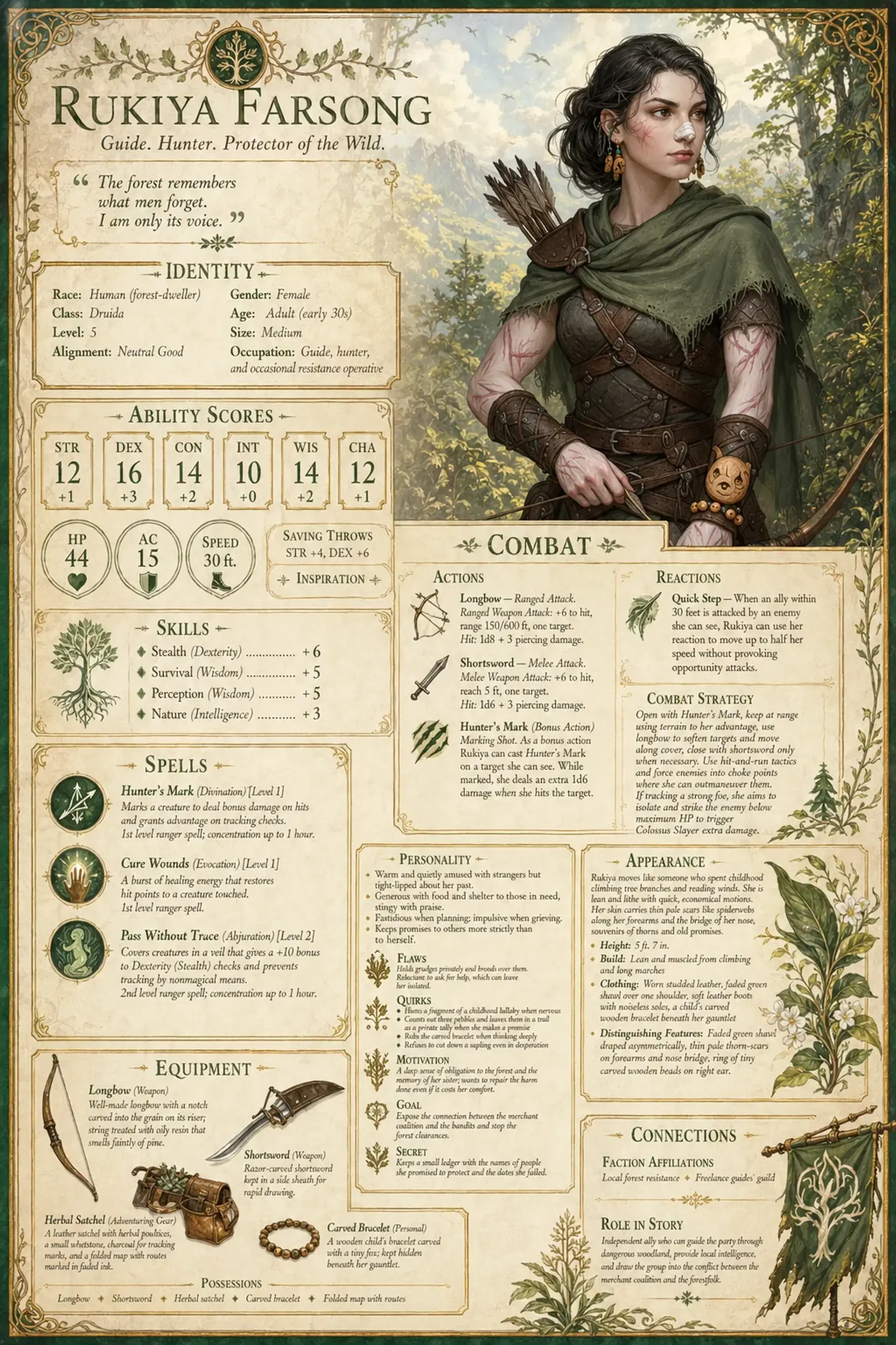 Rukiya Farsong - AI-generated fantasy NPC