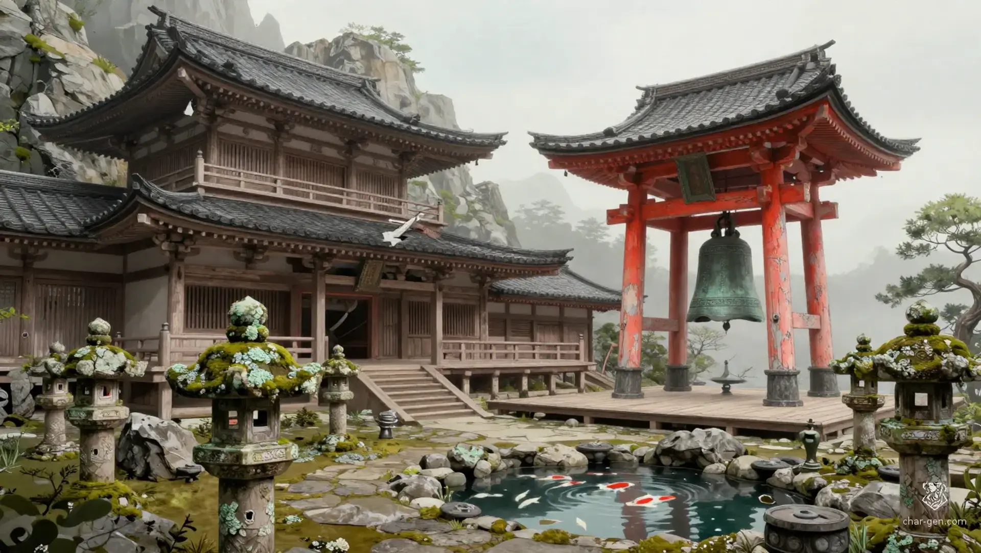The Iron Crane Temple - AI-generated fantasy Building