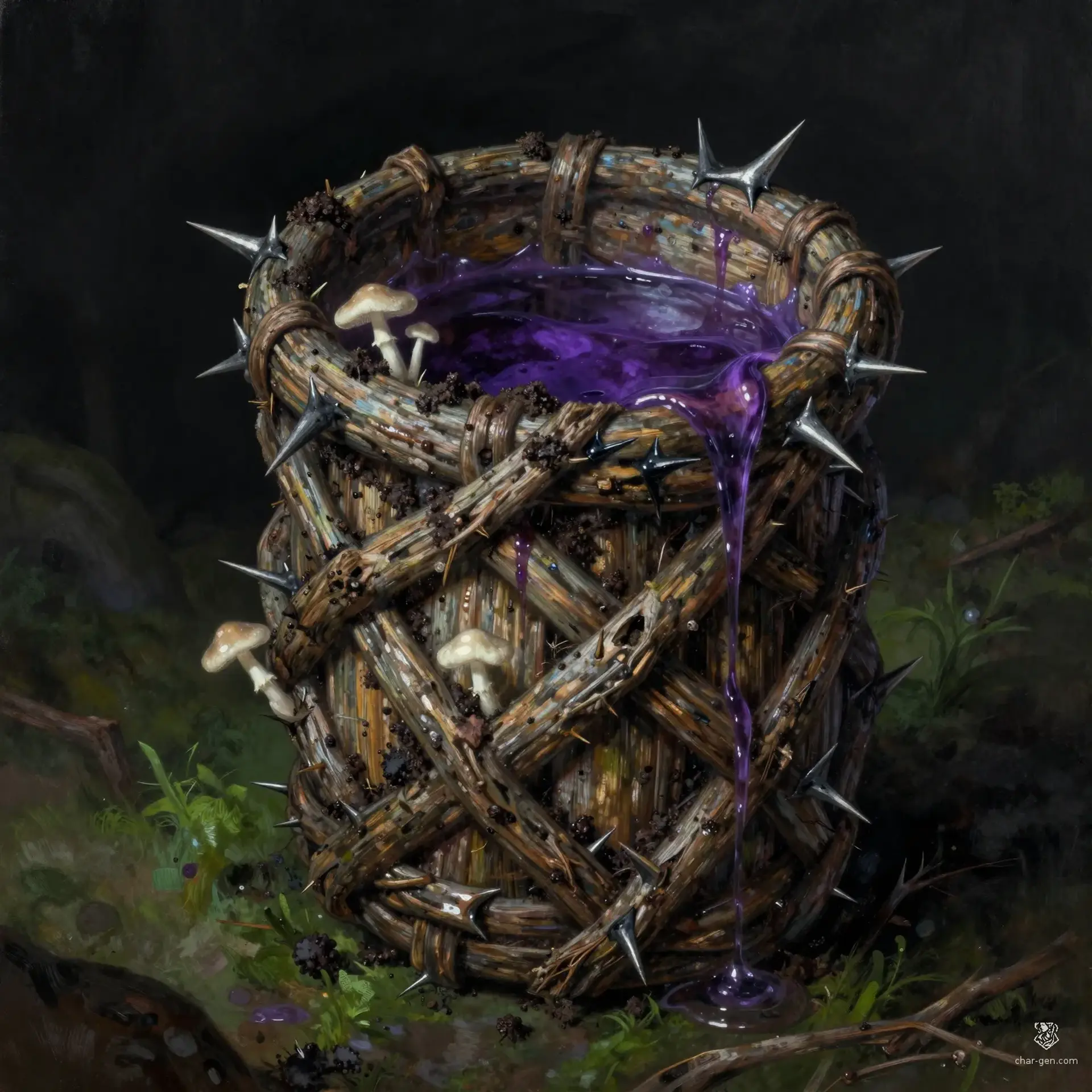 The Battered Root-Tankard of Oakhaven - AI-generated fantasy Magic Item