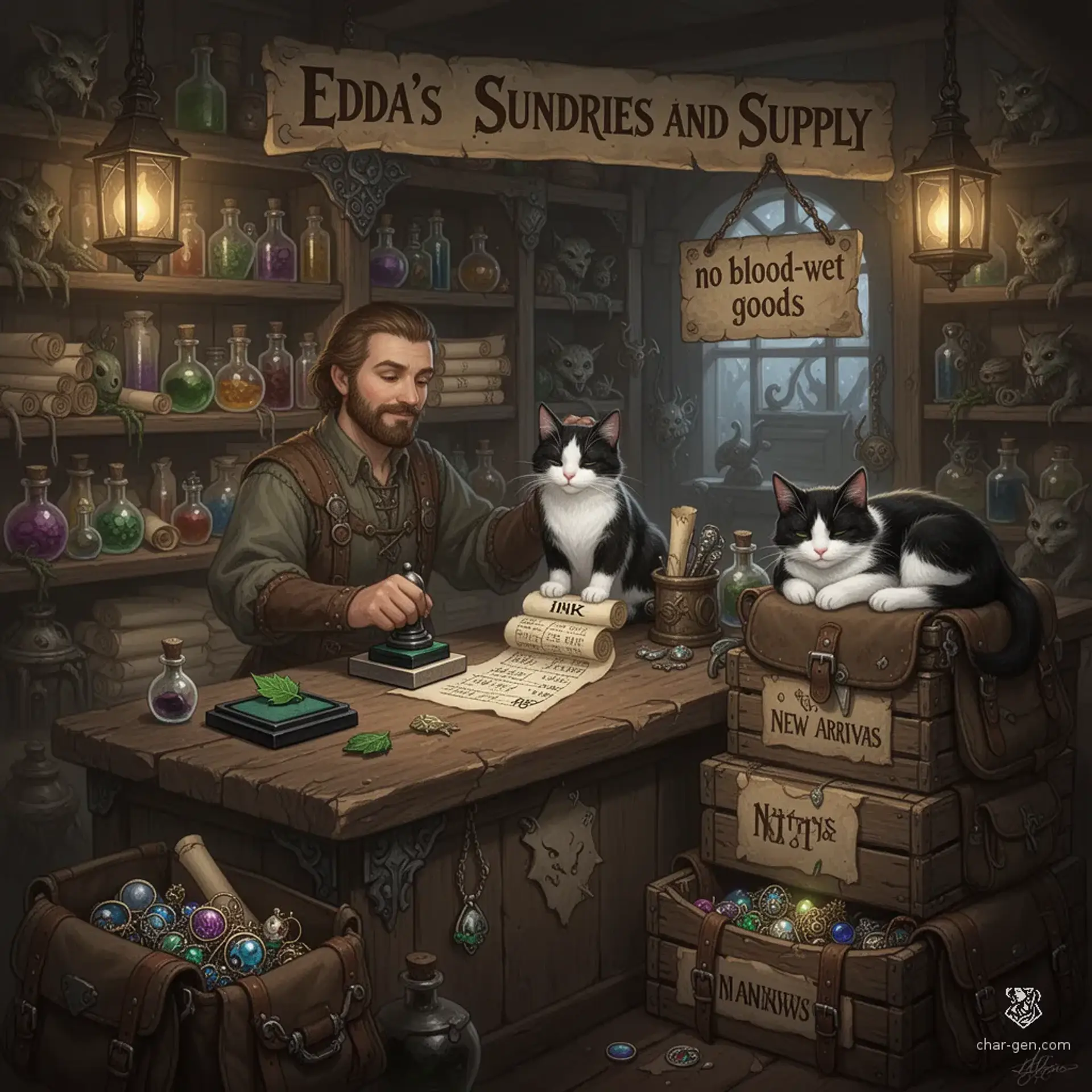 Edda's Sundries and Supply - AI-generated fantasy Shop
