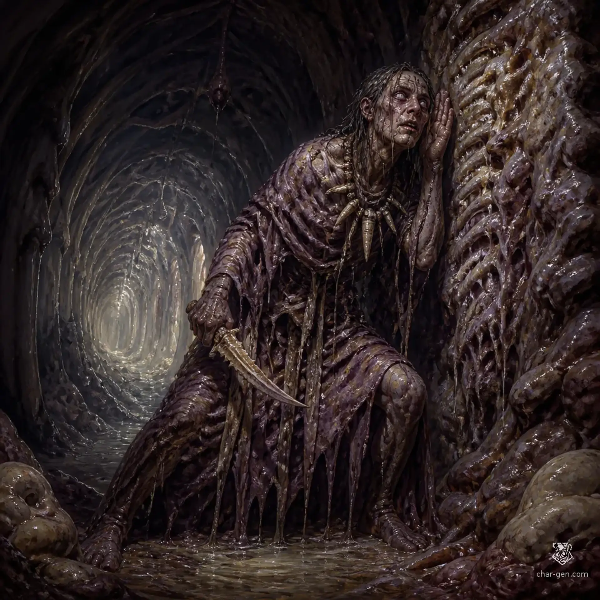 Gullet-Sworn Priest - AI-generated fantasy Monster