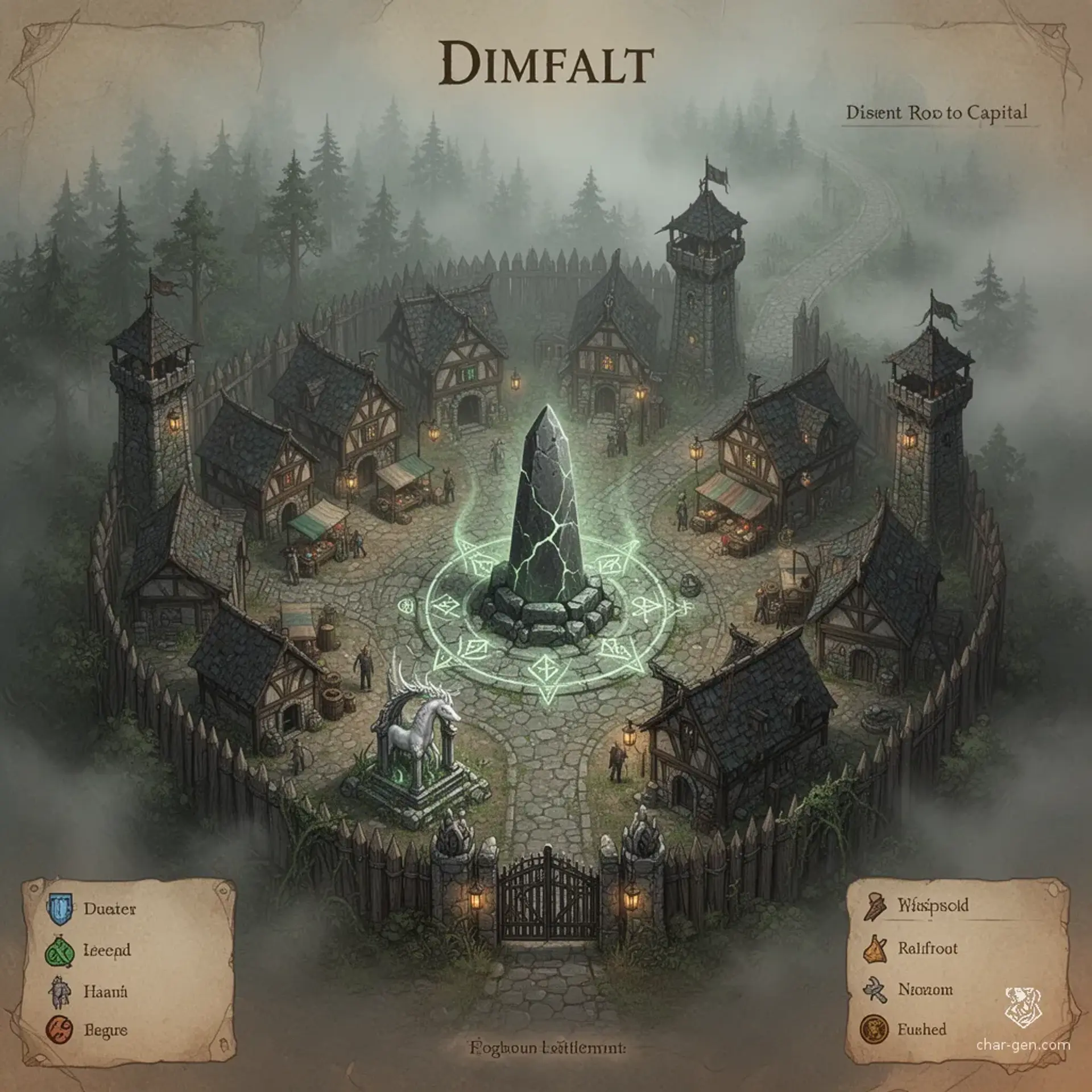 Dimfalt - AI-generated fantasy Settlement