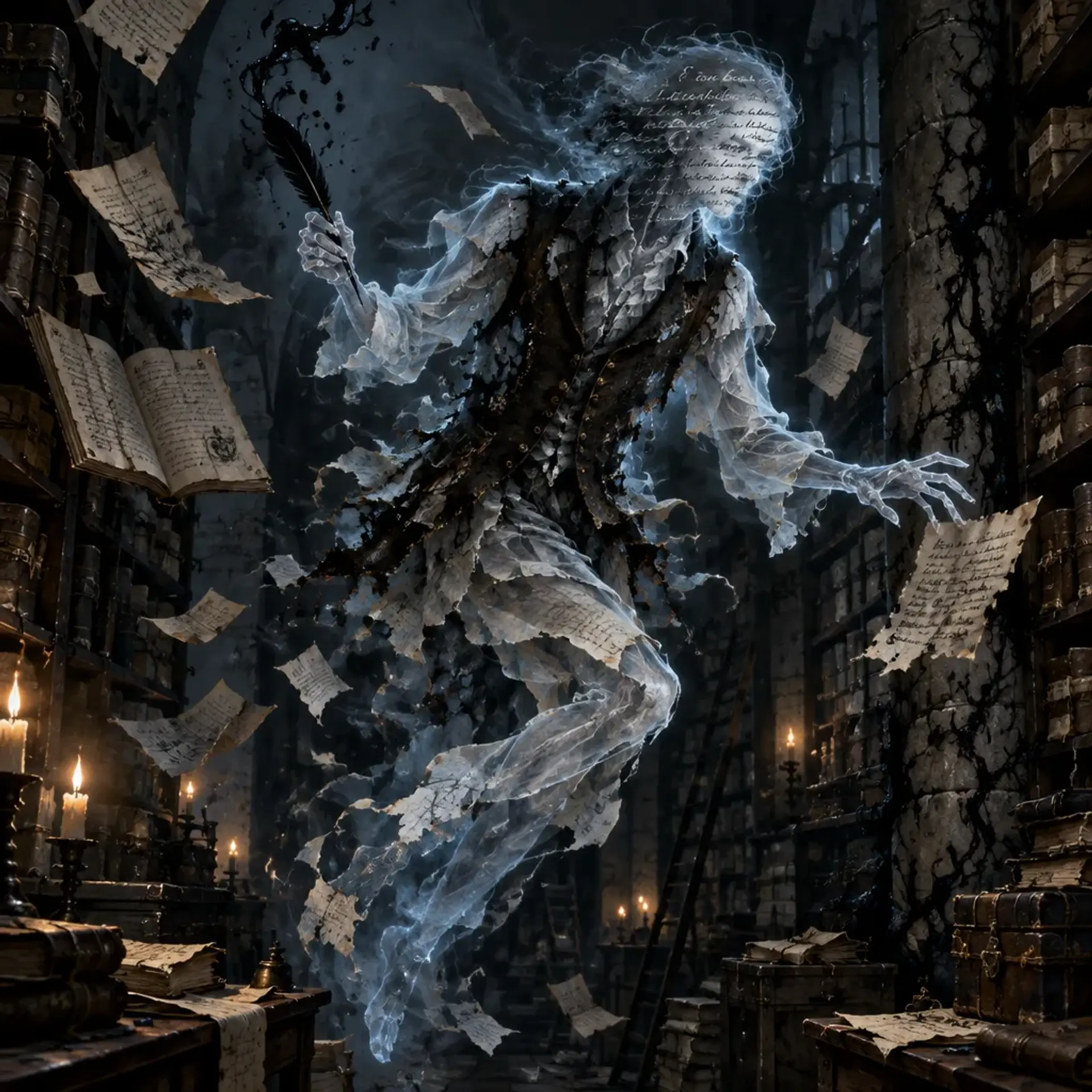 Bound Spirit Scribe (Specter) - AI-generated fantasy Monster