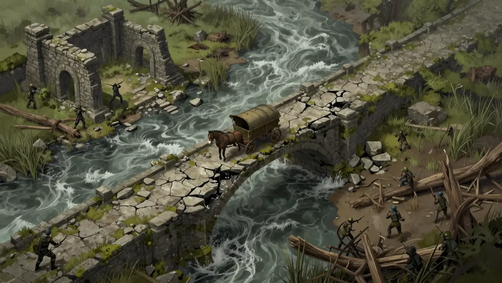 Get the Caravan Off the Broken Bridge - AI-generated fantasy Encounter