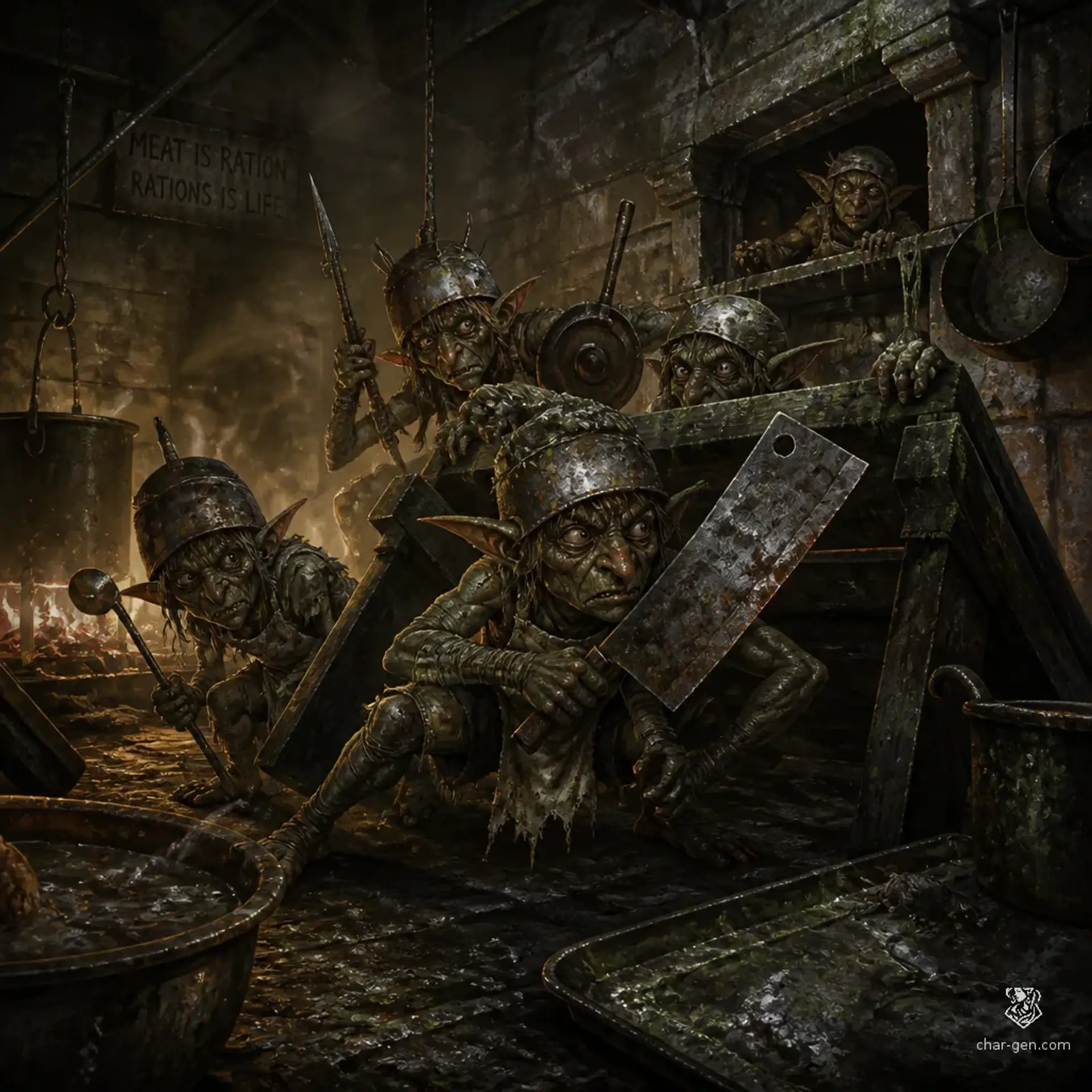 Mess-Hall Goblins - AI-generated fantasy Monster