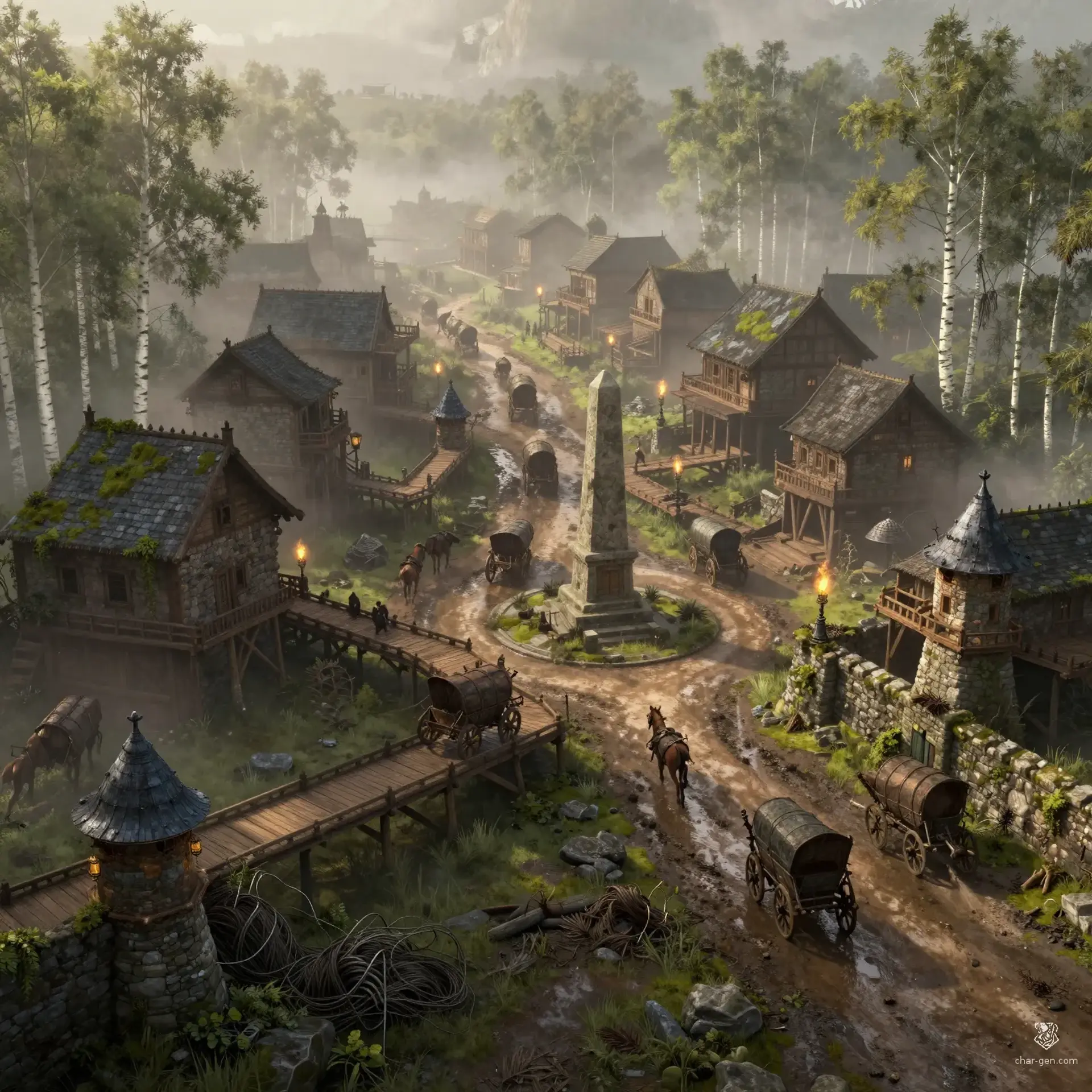 Veridian Crossing - AI-generated fantasy Settlement