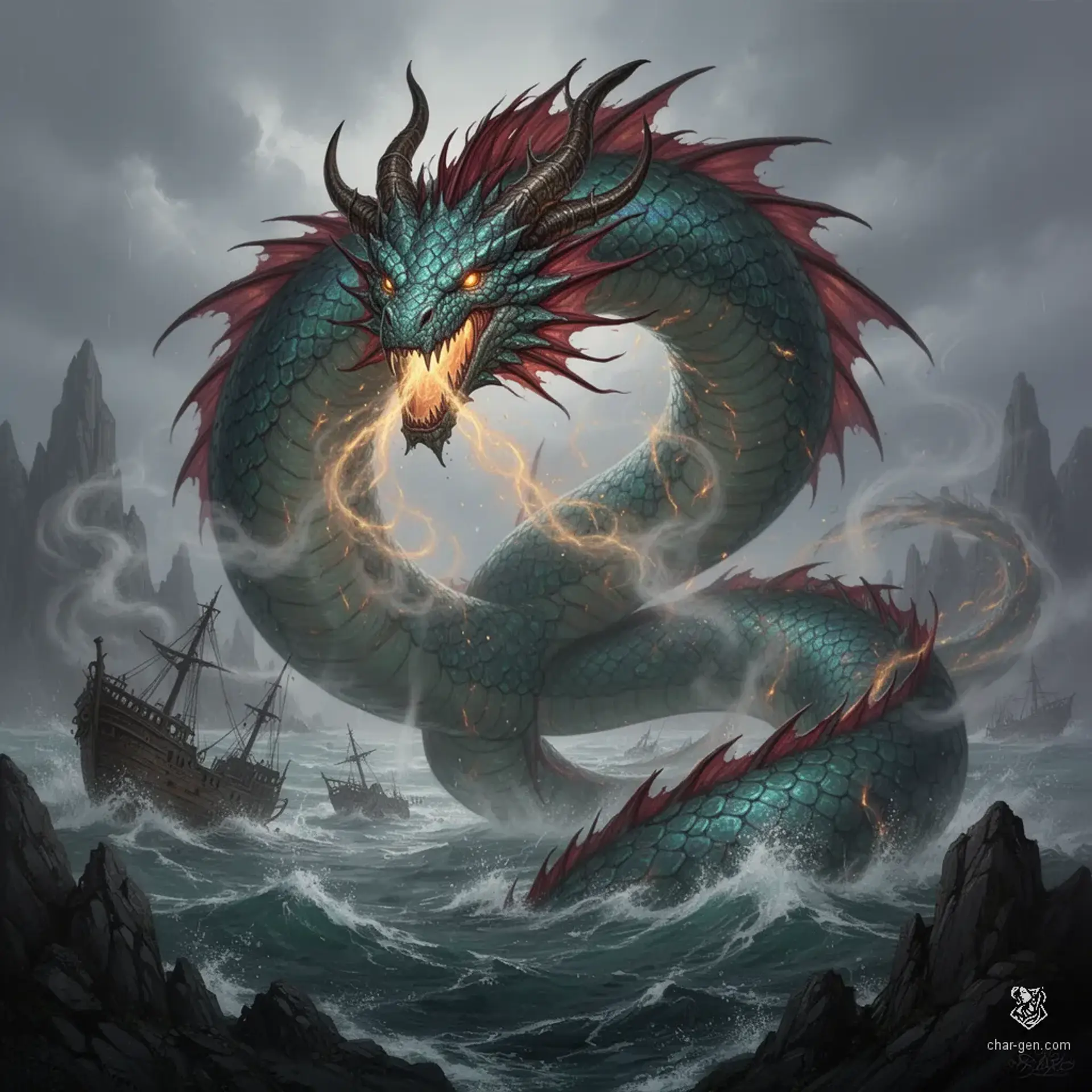 Drakescale Sea Maw - AI-generated fantasy Monster