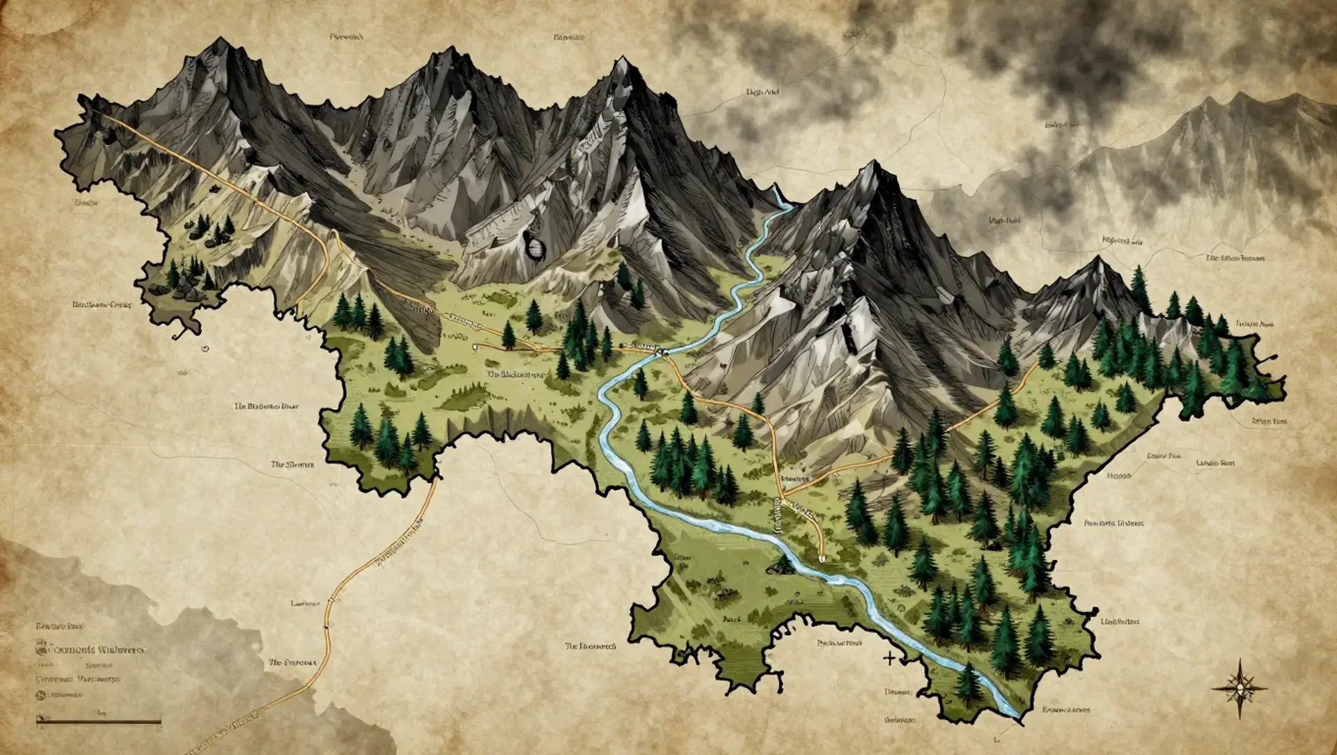The Sable Spine - AI-generated fantasy Region