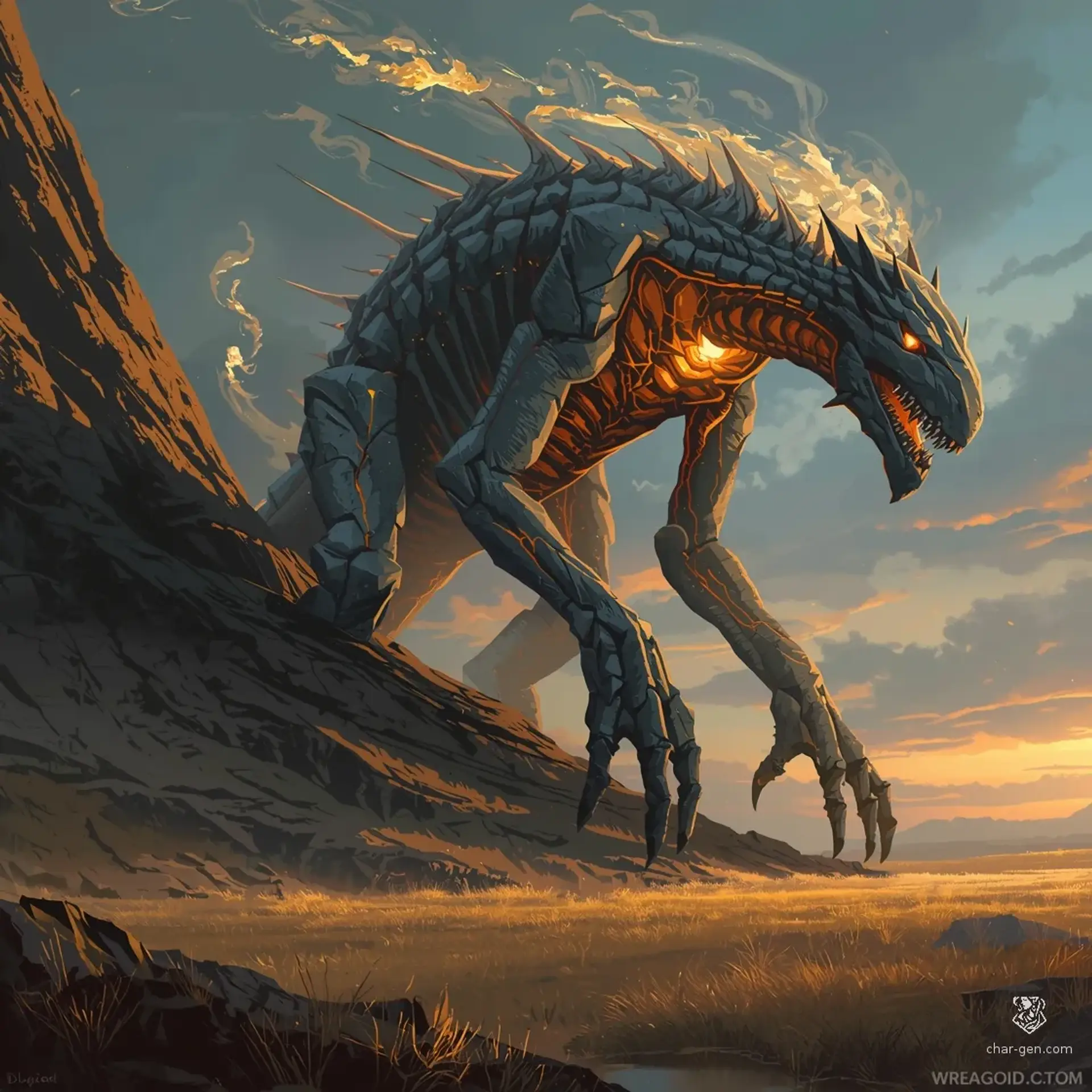 Gildscar Rib-Stalker - AI-generated fantasy Monster