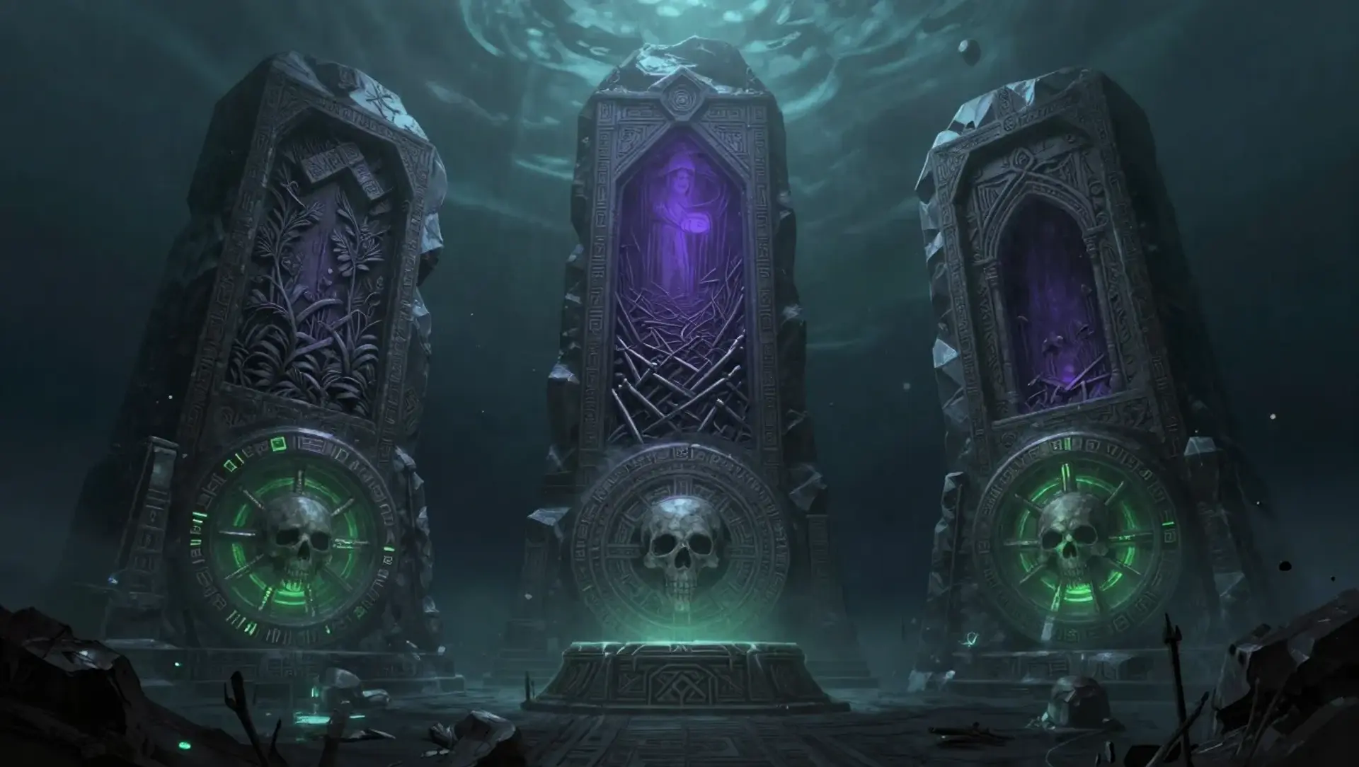 The Triptych of the Ebon Harvest - AI-generated fantasy Puzzle