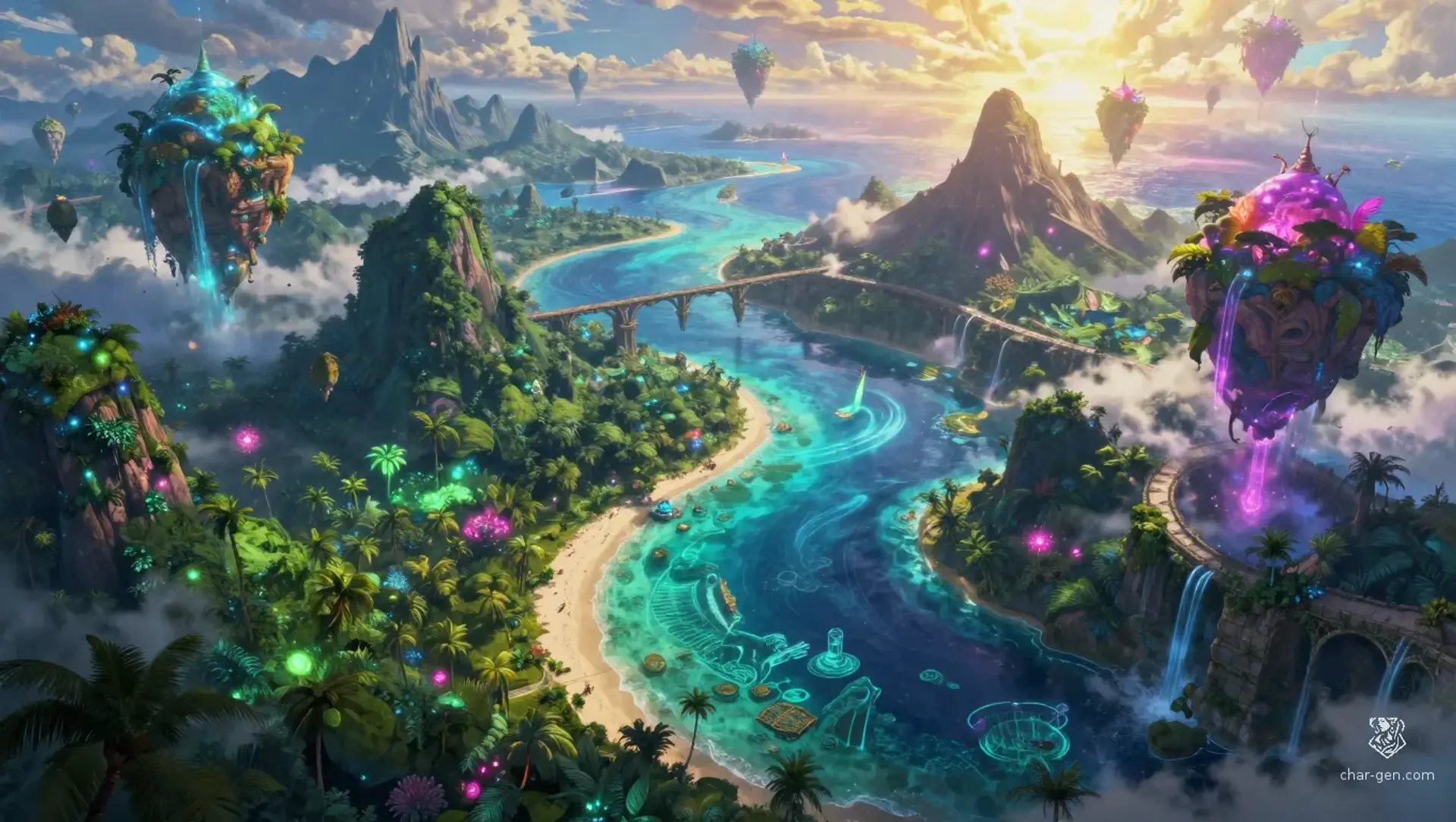 The Crystalline Archipelagos - AI-generated fantasy Region