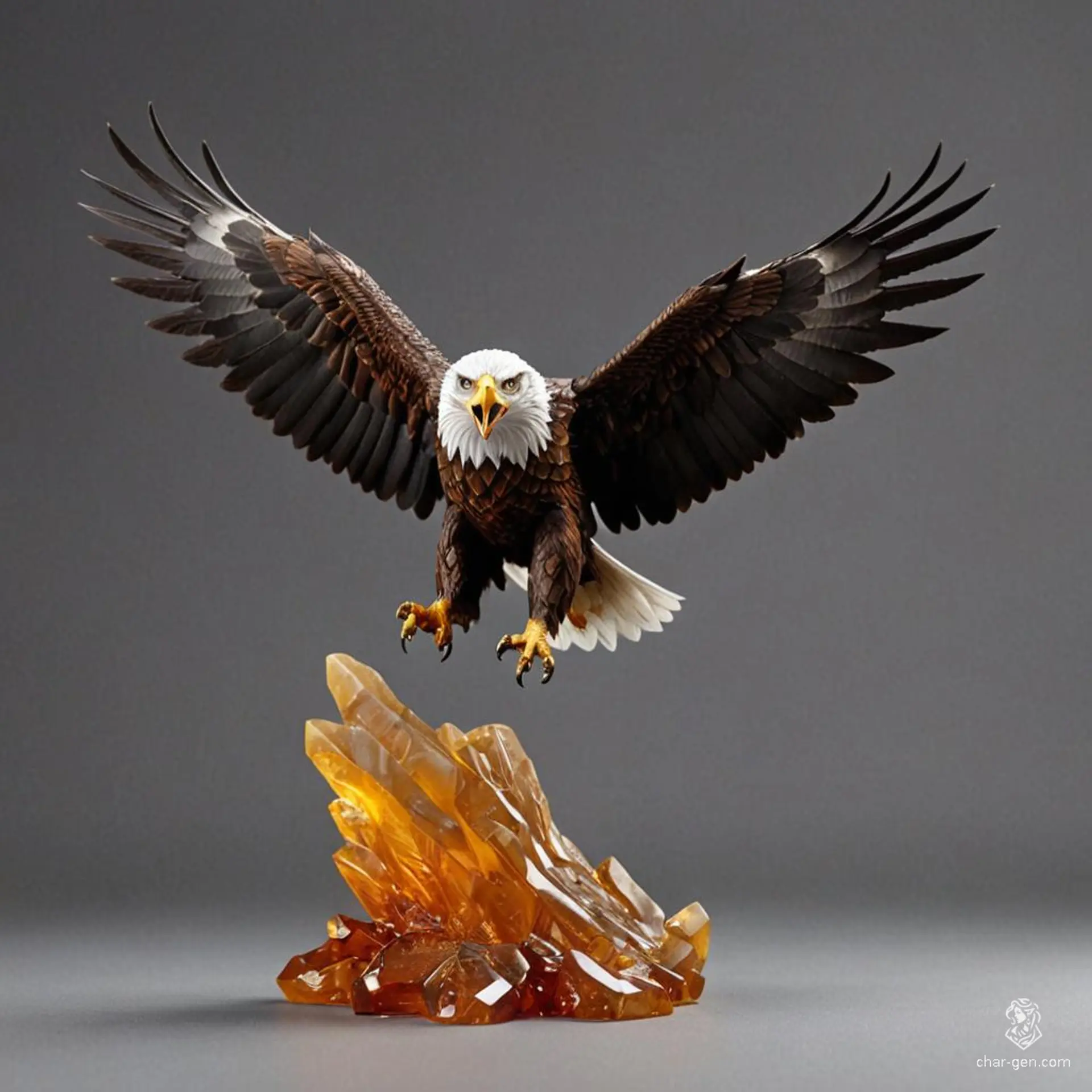The Amber Eagle is a mesmerizing figurine, expertly carved from radiant amber, its wings poised in a majestic flight. Legend whispers that this tiny avian guardian embodies the spirit of freedom, granting its bearer heightened intuition and the ability to soar above challenges with unmatched clarity.