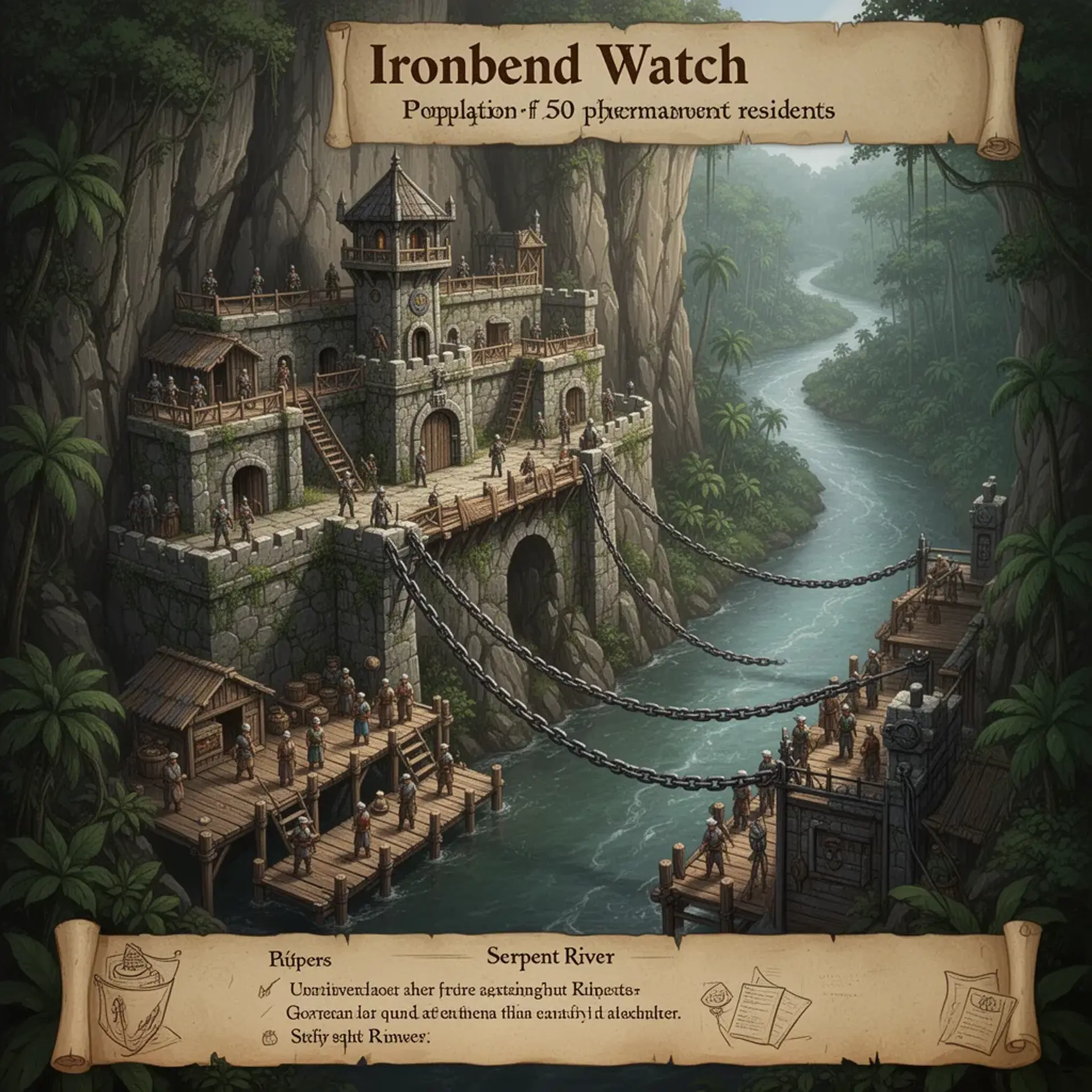 Ironbend Watch - AI-generated fantasy Settlement