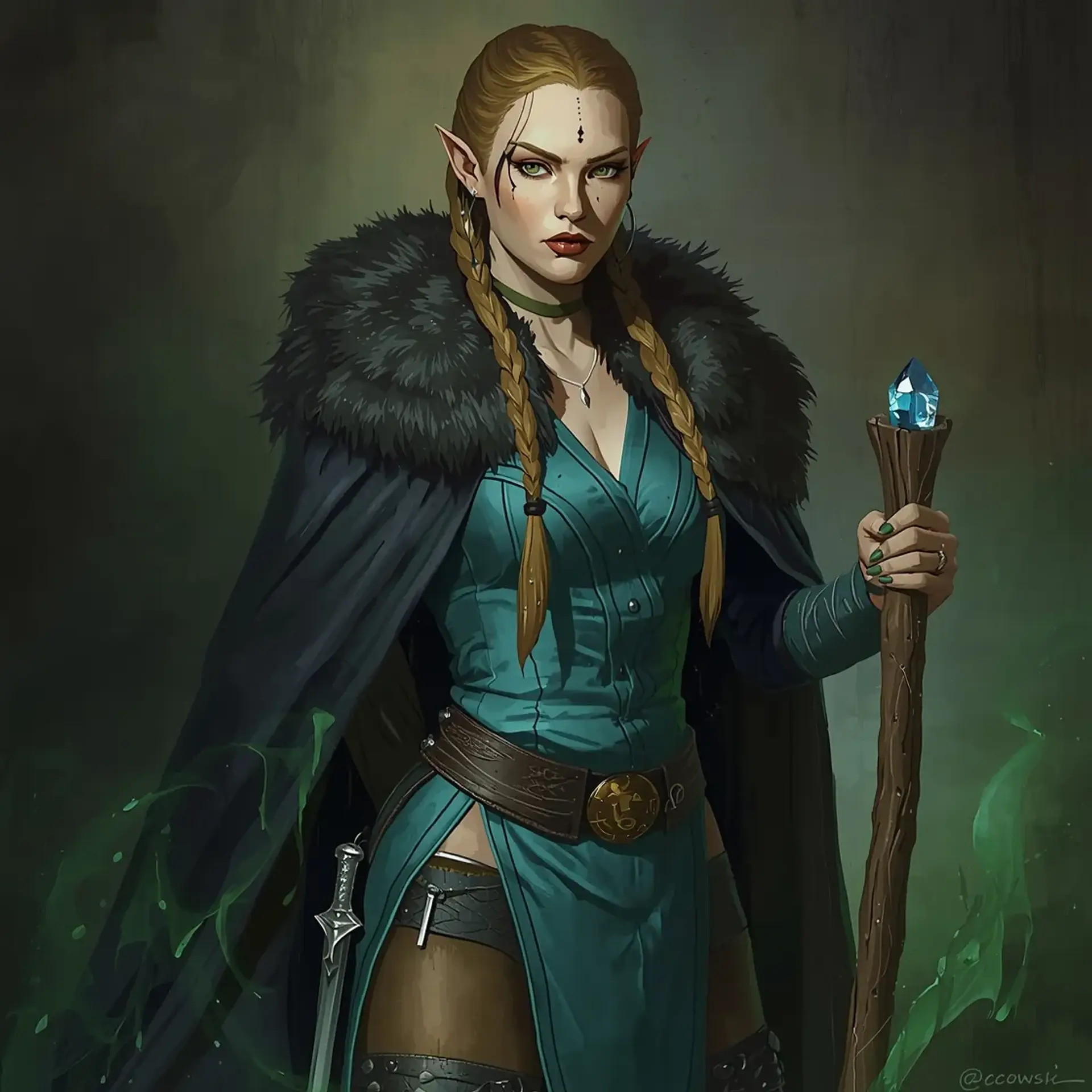 Gwenivre Alcroft Pendragon - AI-generated fantasy NPC