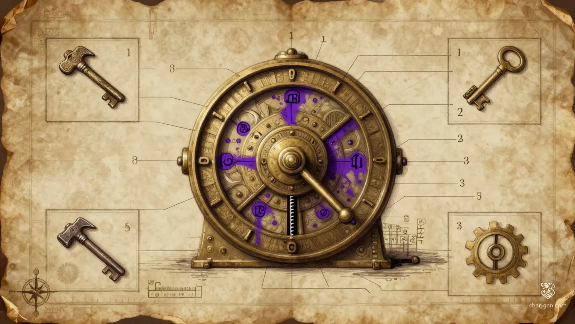 The Twin-Key Brass Vault - AI-generated fantasy Puzzle