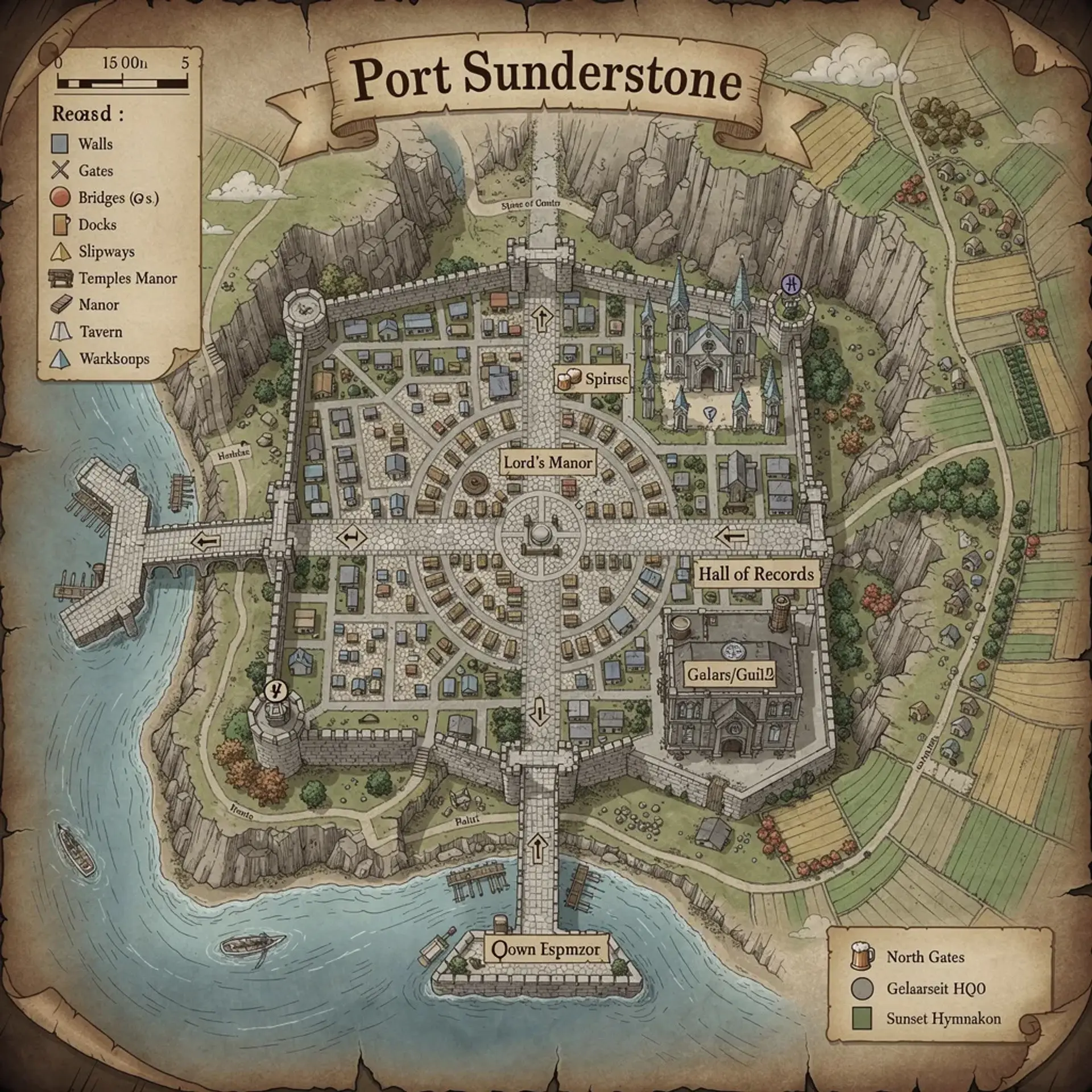 Port Sunderstone - AI-generated fantasy Settlement